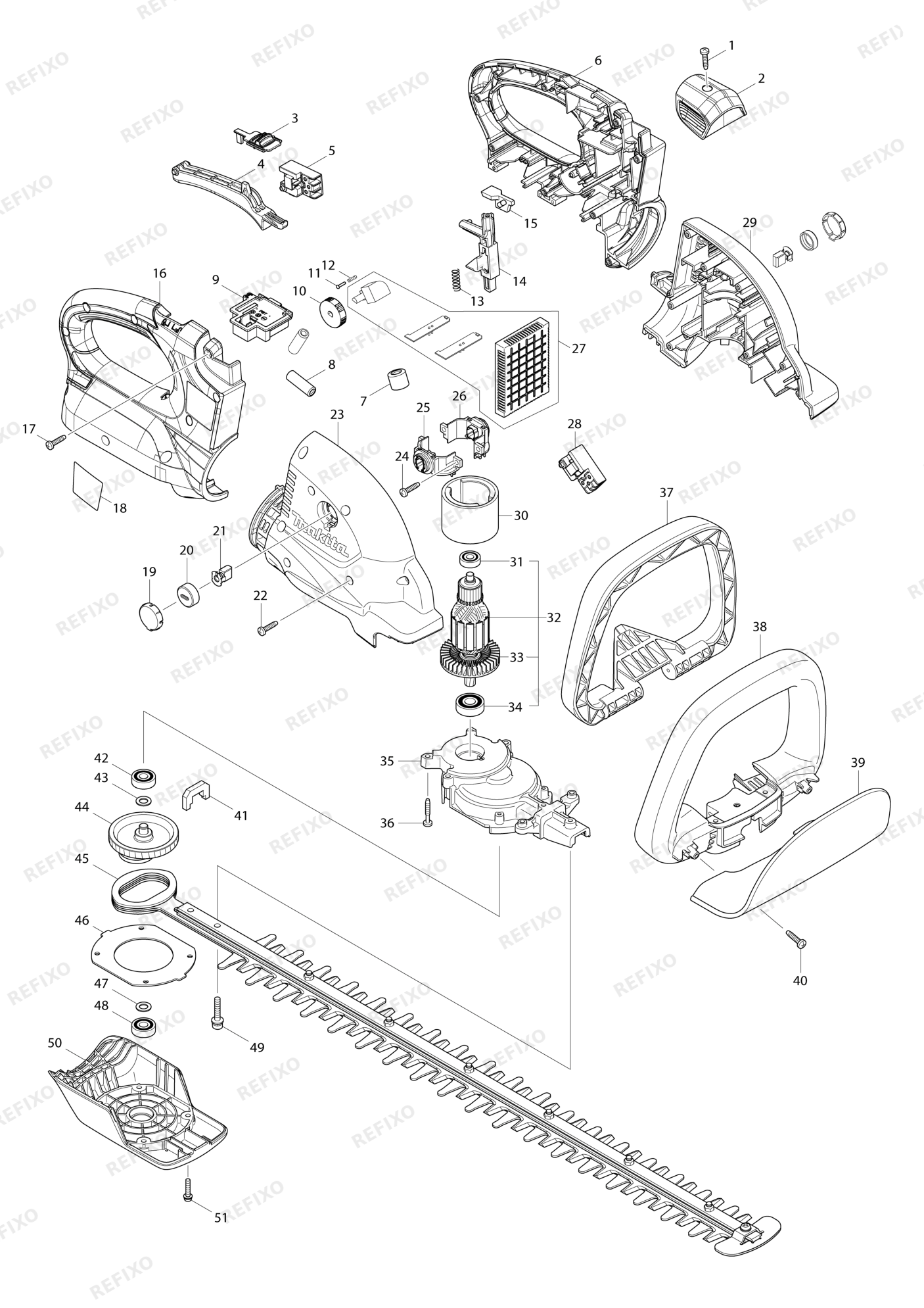 MAKITA DUH651 — схема запчастей