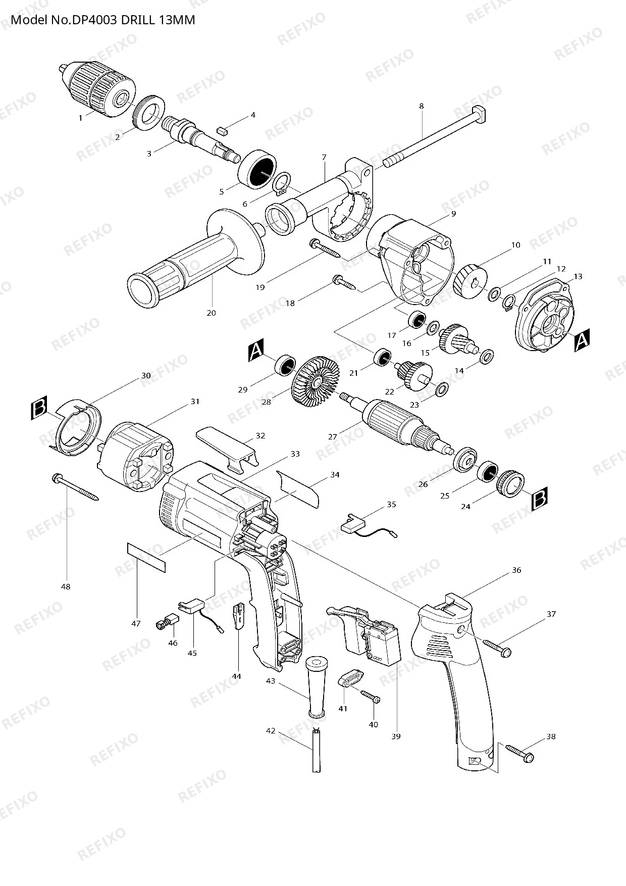 MAKITA DP4003 — схема запчастей