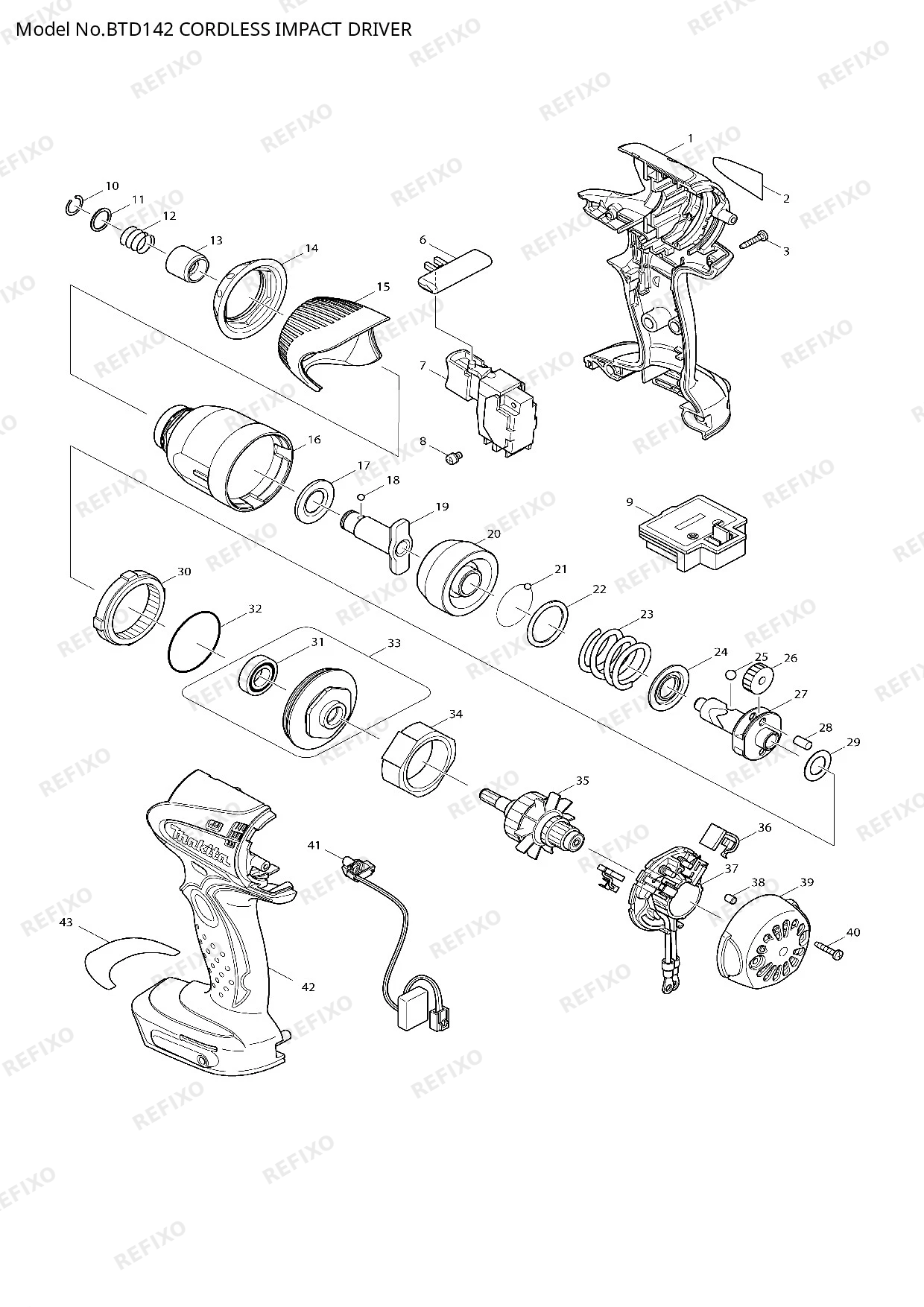 MAKITA BTD142 — схема запчастей