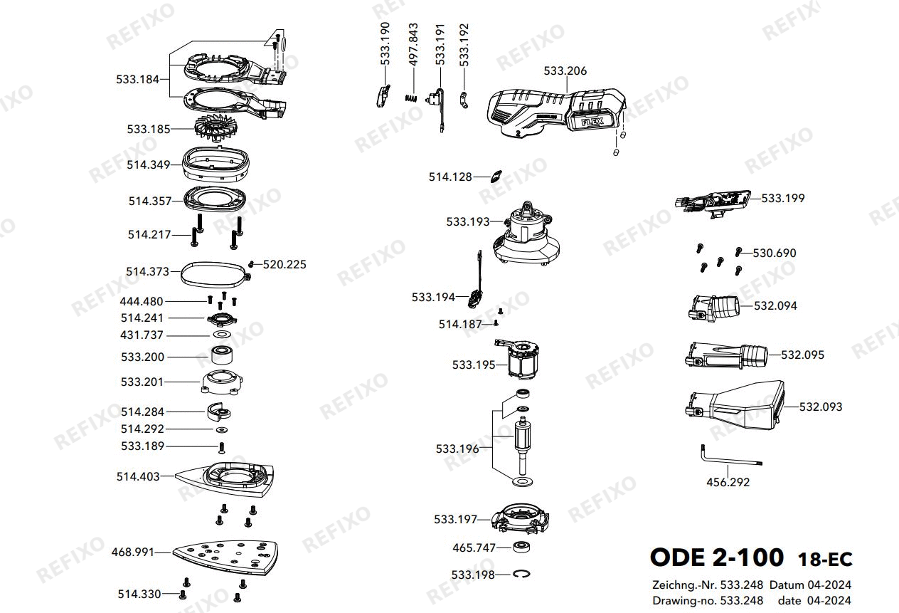 Flex ODE 2-100 18-EC C — схема запчастей