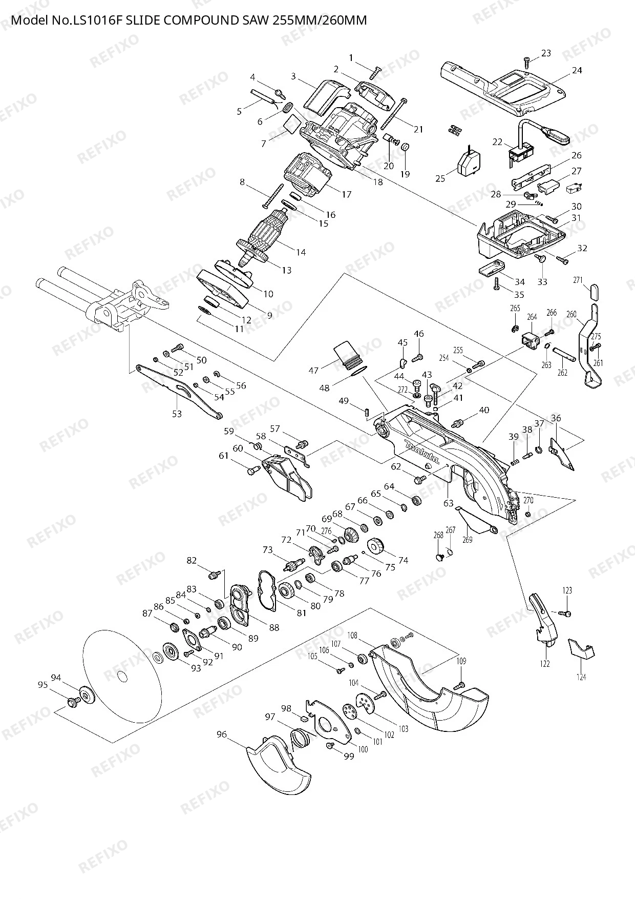 MAKITA LS1016F — схема запчастей