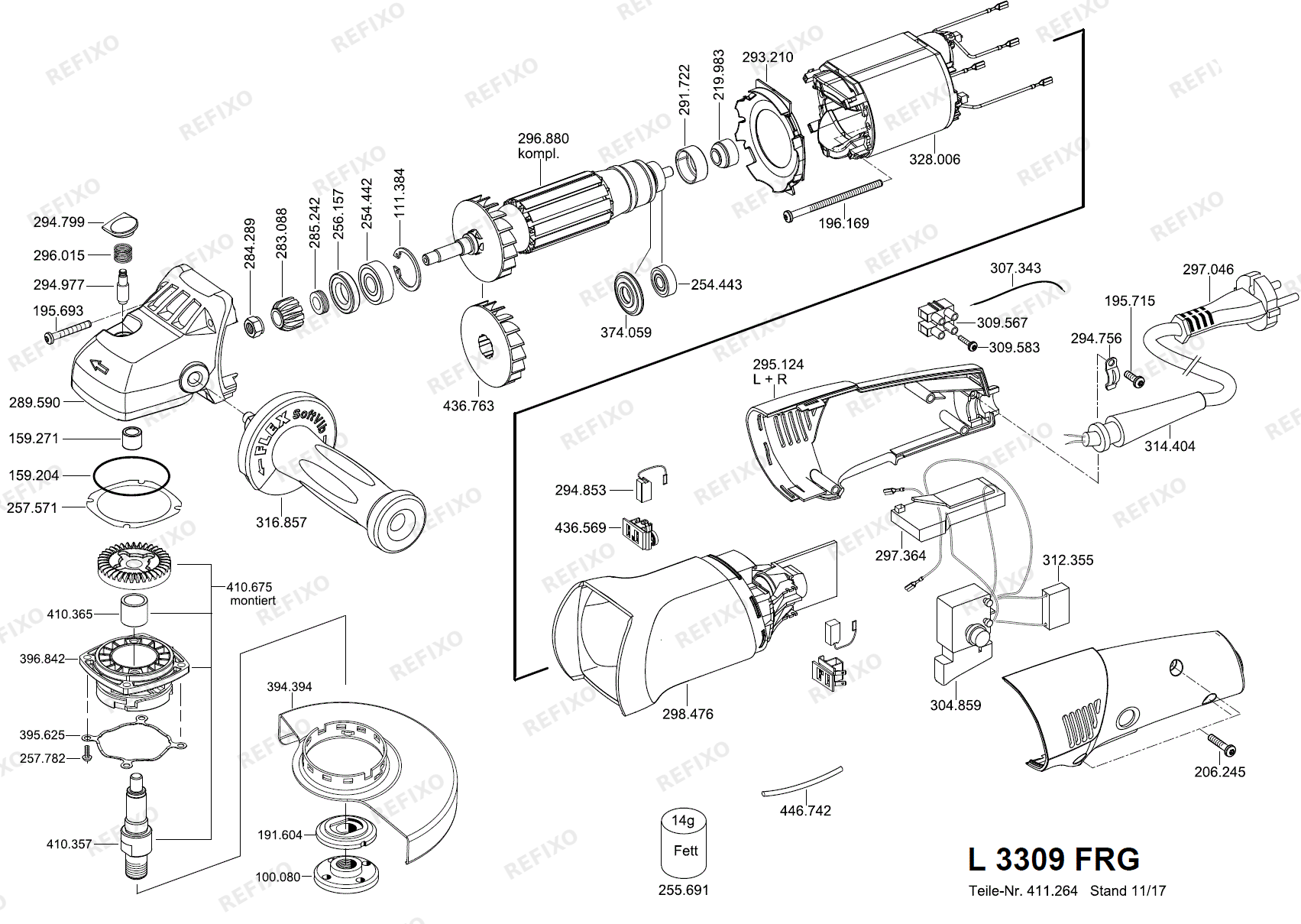 Flex L 3309 FRG 230CEE Fixtec nach 01.01.2017 L3309FRG — схема запчастей