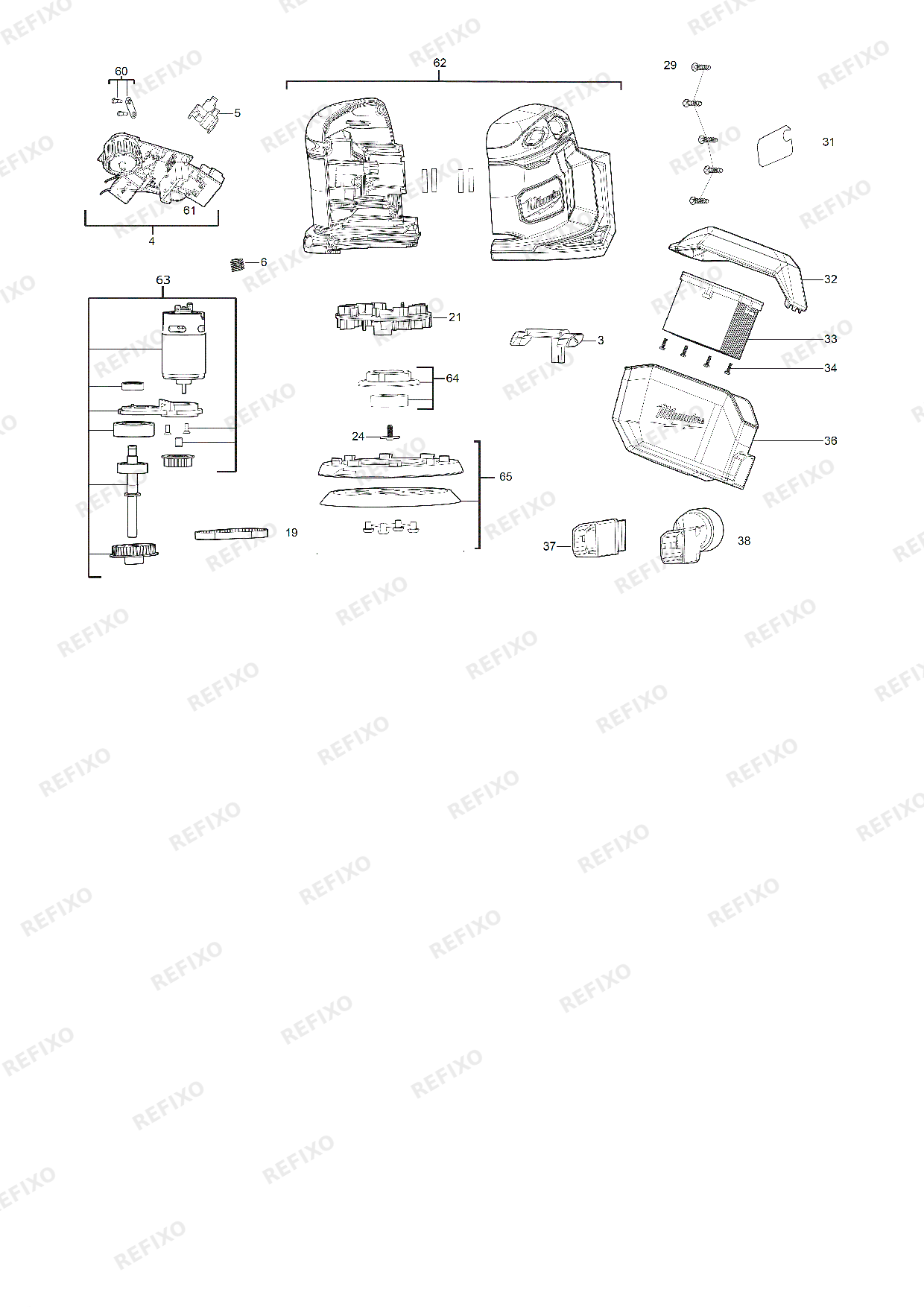 MILWAUKEE M18BOS125 0 4933464228 4000467519 — схема запчастей