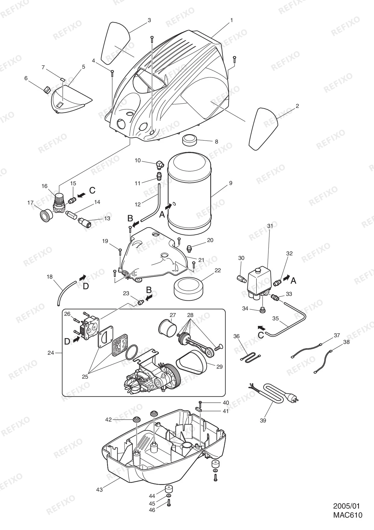 MAKITA MAC610 — схема запчастей
