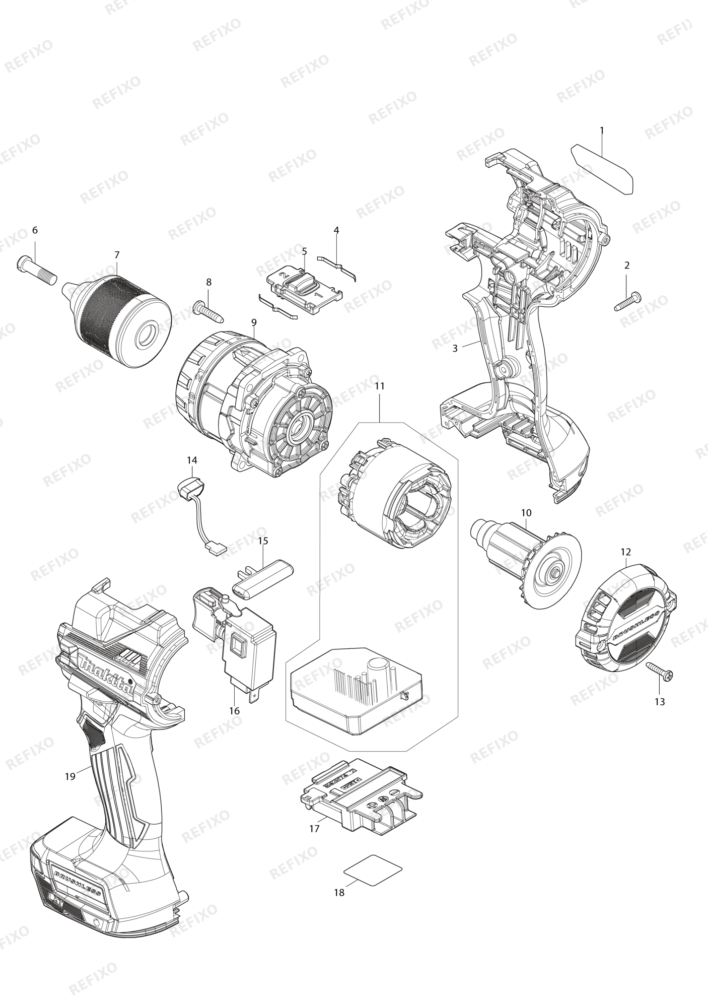 MAKITA DDF492 — схема запчастей