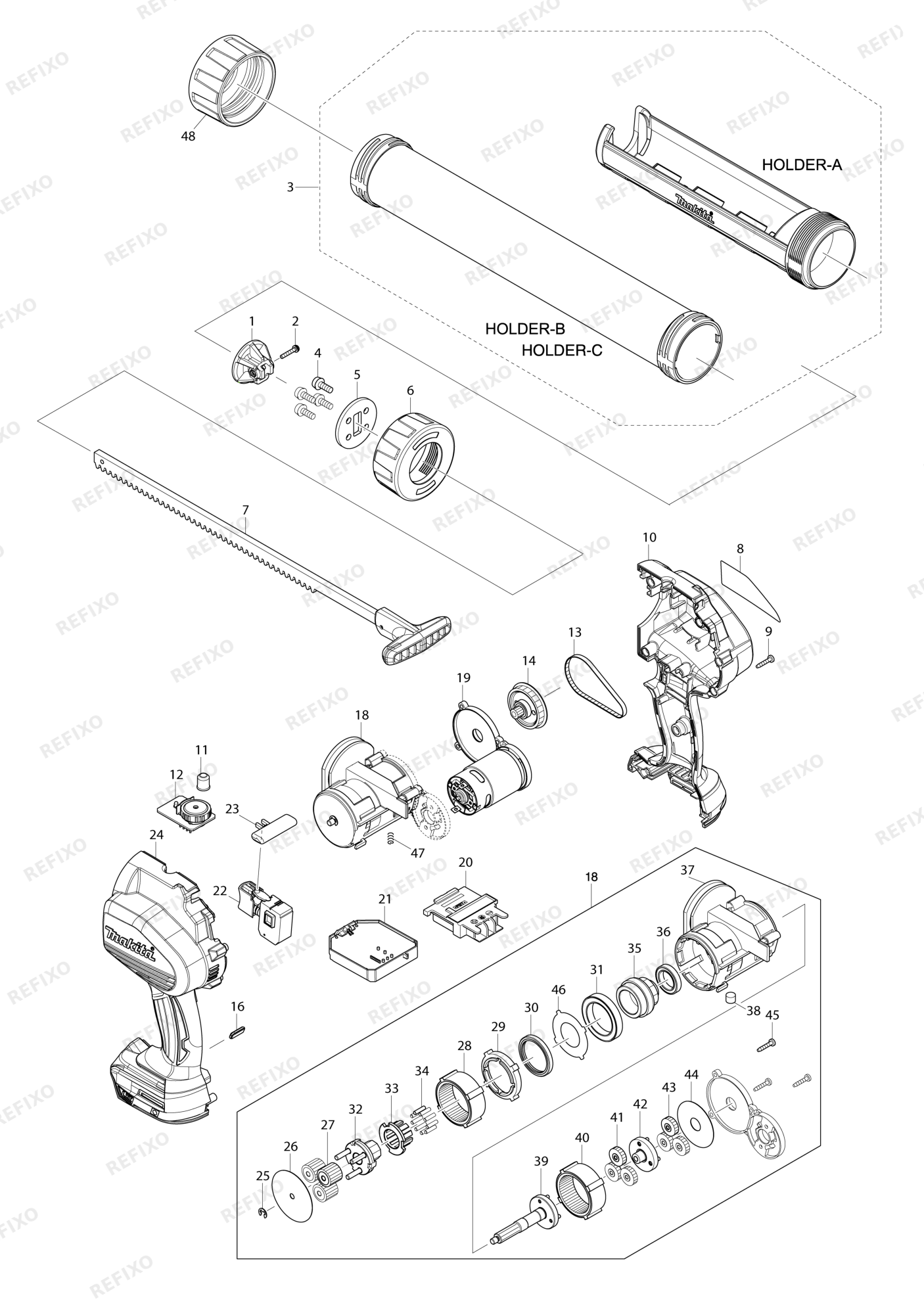 MAKITA DCG180 — схема запчастей
