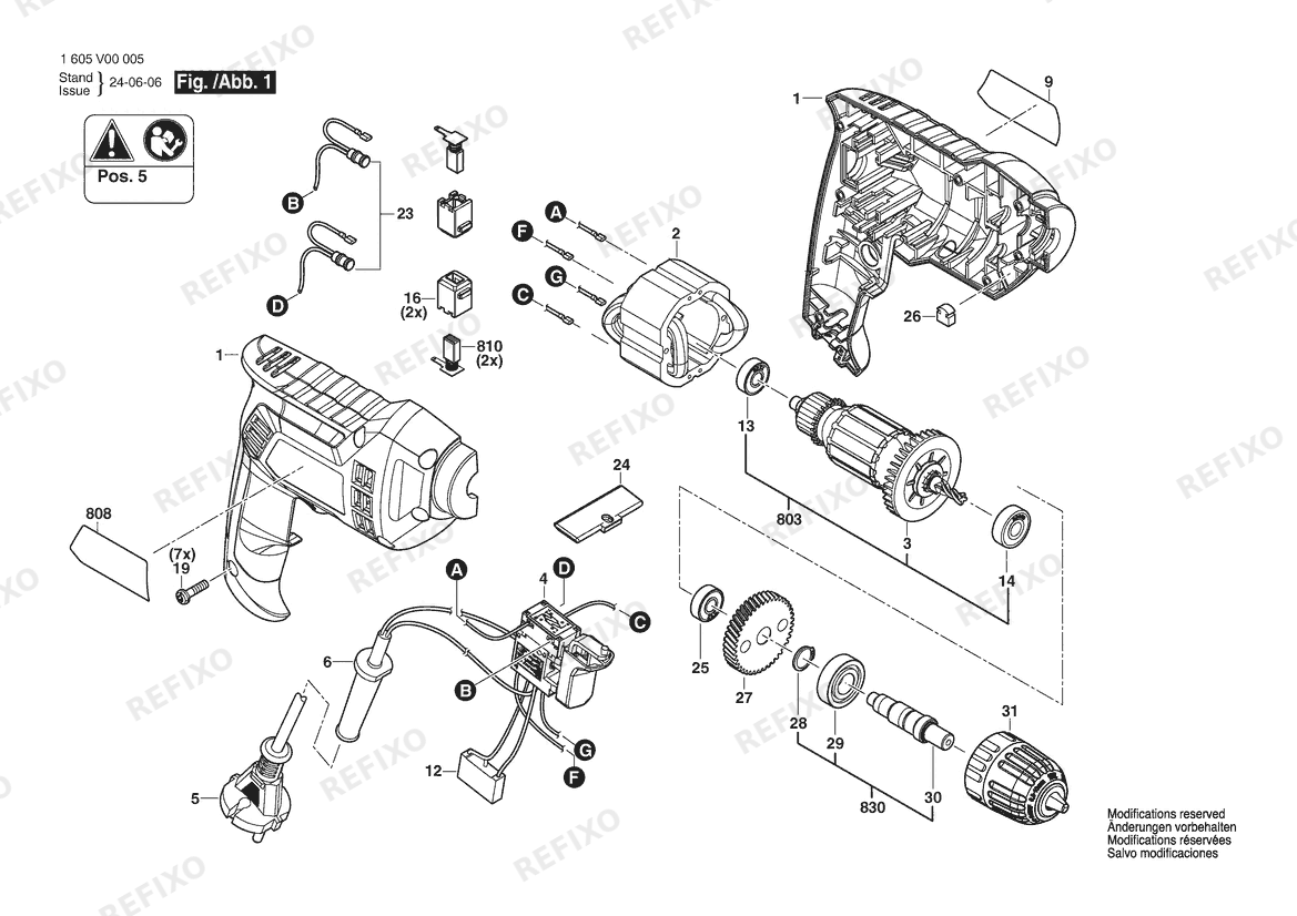 Bosch Дрель BM 380 | 009 - CN (1 605 V00 005) — схема запчастей