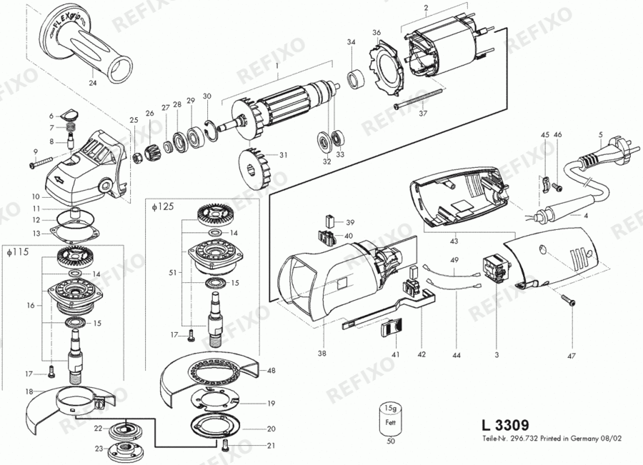 Flex L 3309 230CEE 296708 — схема запчастей