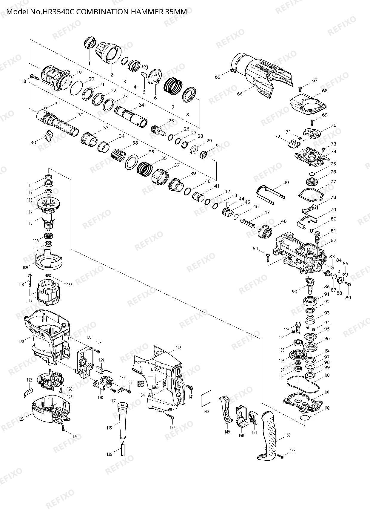 MAKITA HR3540C — схема запчастей