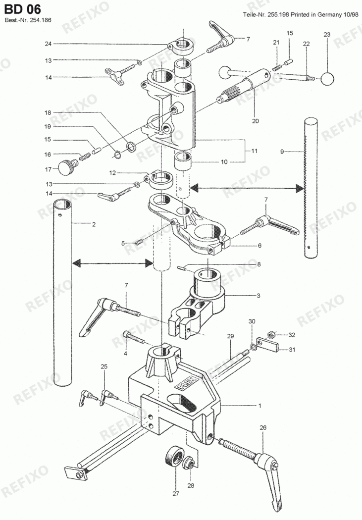 Flex BD 06 Kantenbohrständer 254186 — схема запчастей