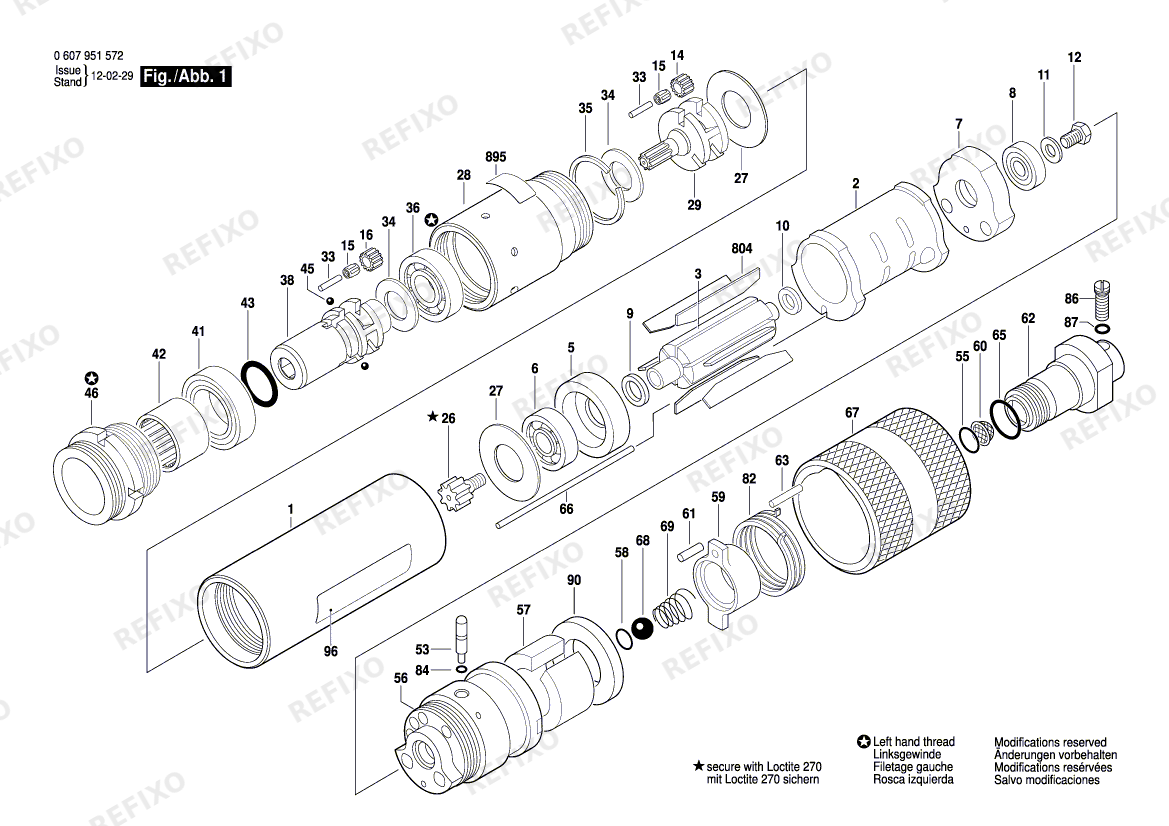 Bosch Einbaumotor 370 WATT-SERIE (0 607 951 572) — схема запчастей