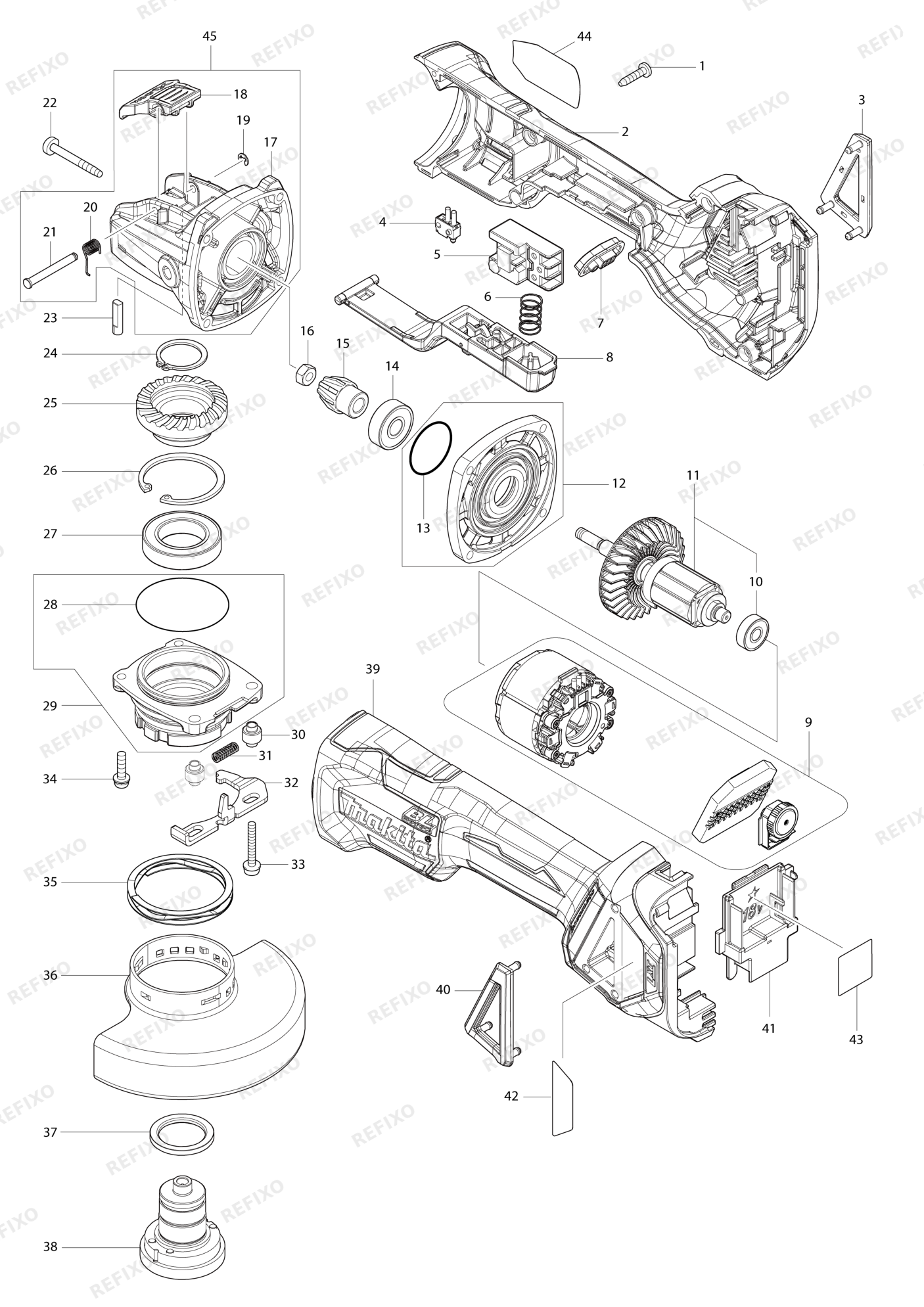 MAKITA DGA469 — схема запчастей