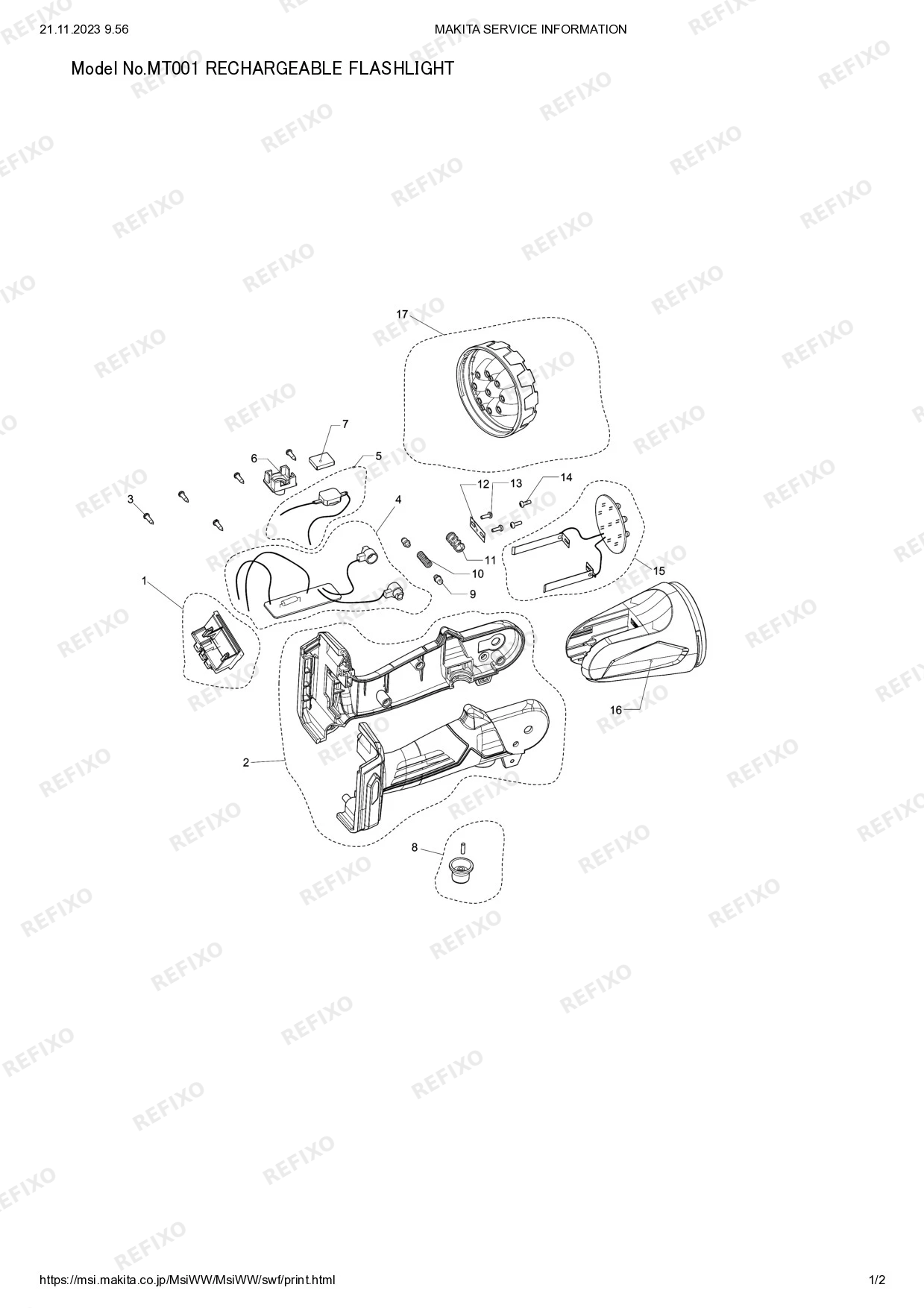 MAKITA MT001 — схема запчастей