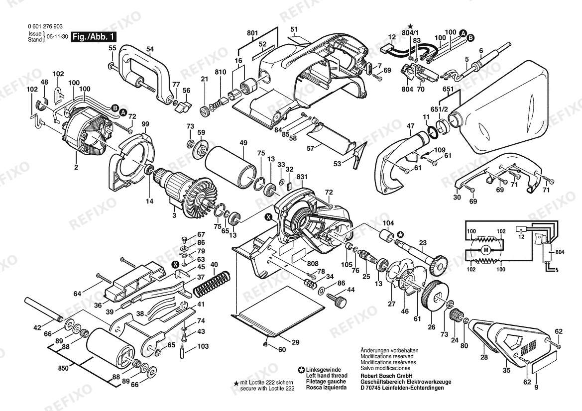 Bosch Ленточная шлифмашина BELT SANDER | 100 V | 006 - JP (0 601 276 938) — схема запчастей