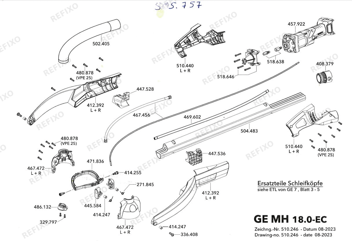 Flex GE MH 18.0-EC5.0 набор — схема запчастей