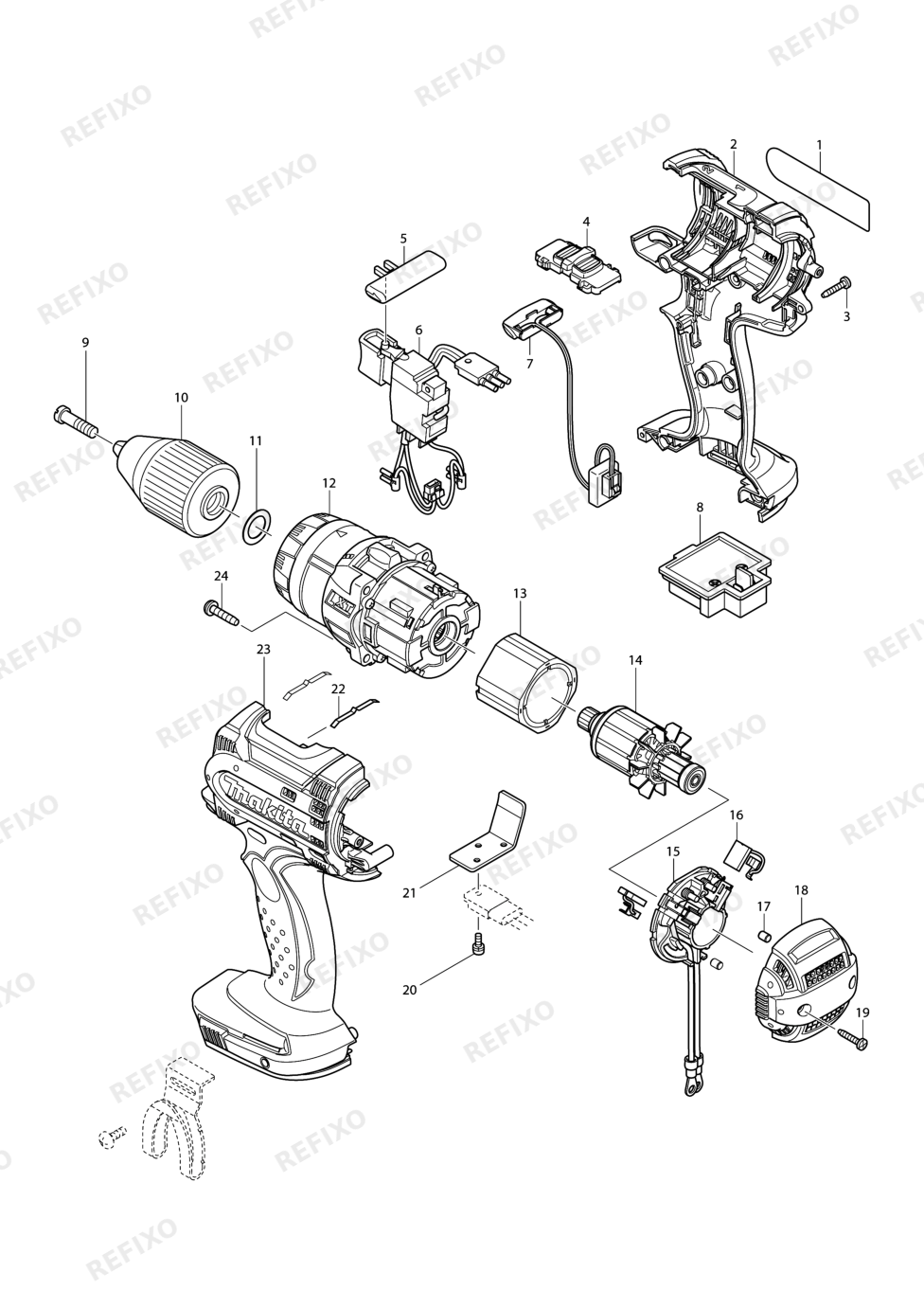 MAKITA BDF444 — схема запчастей