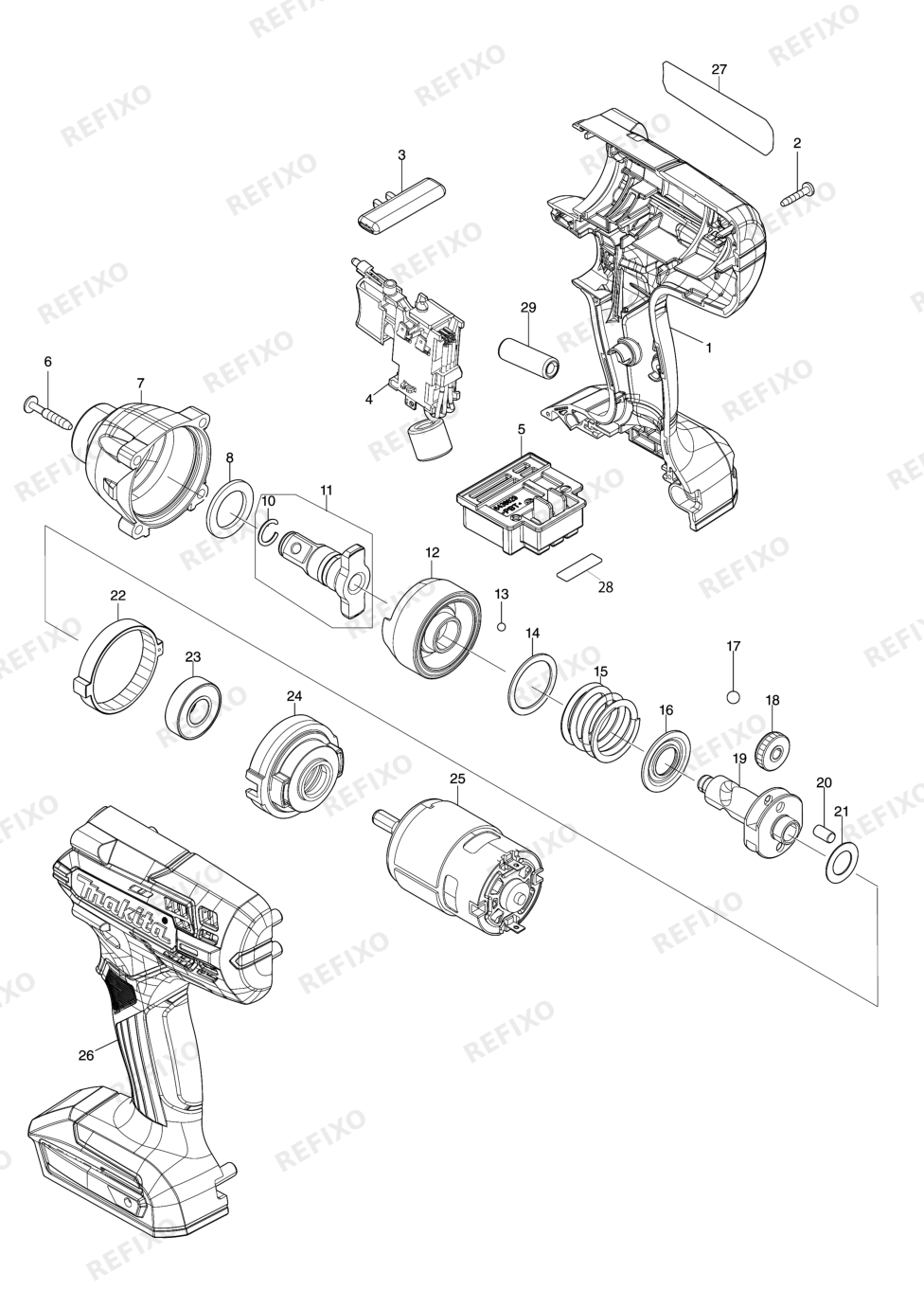 MAKITA TW202D — схема запчастей