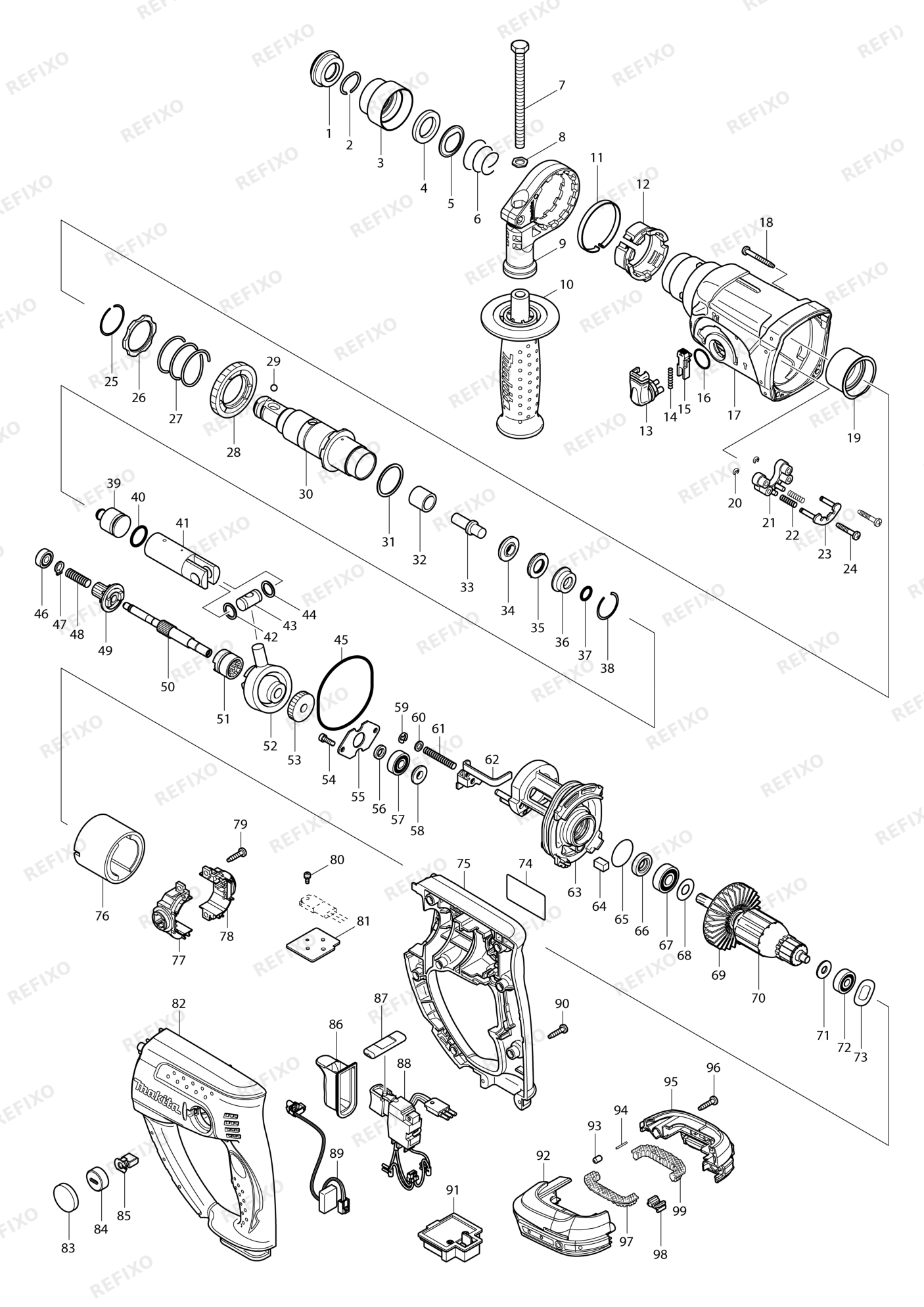 MAKITA DHR202 — схема запчастей