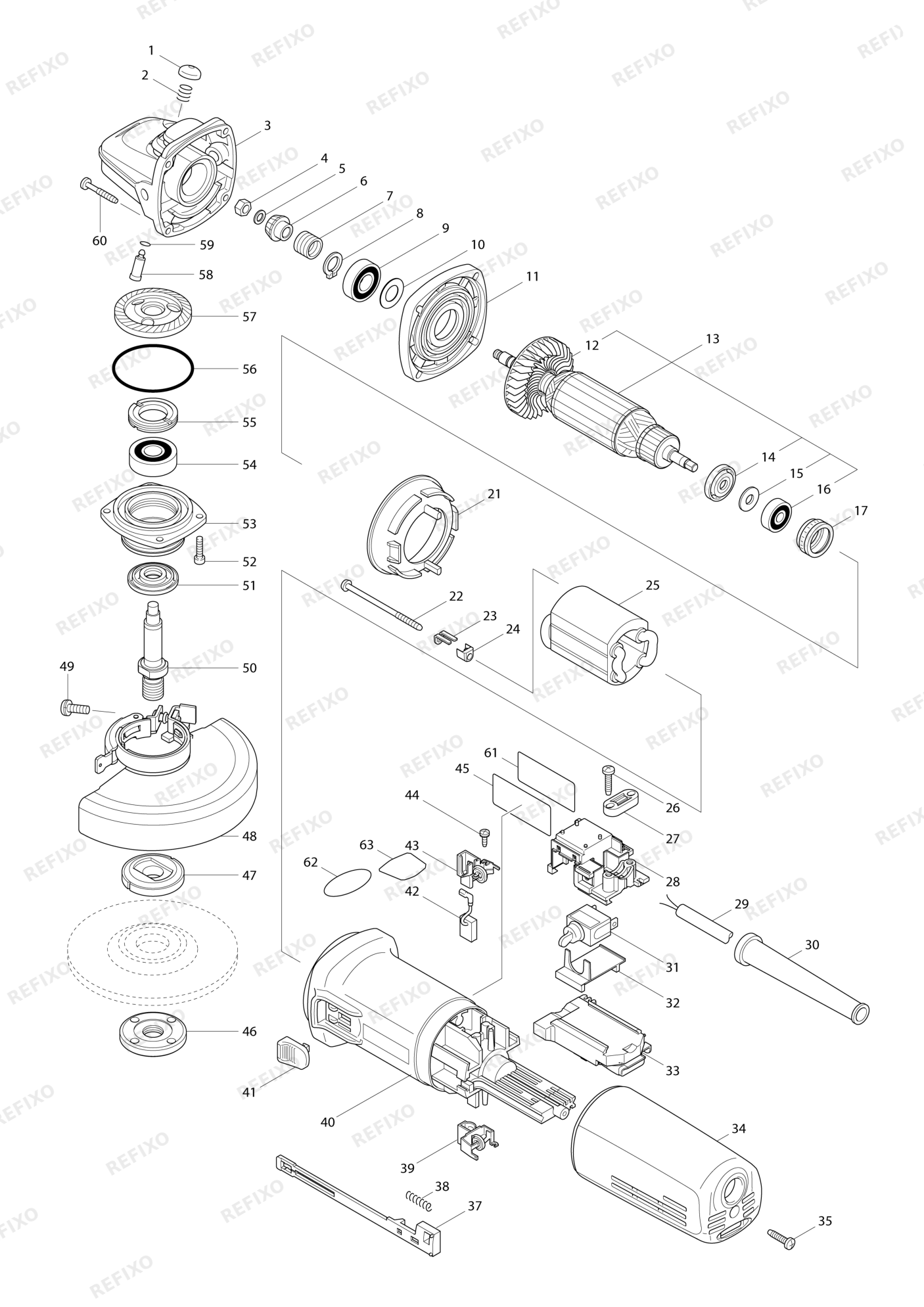 MAKITA 9565HR — схема запчастей