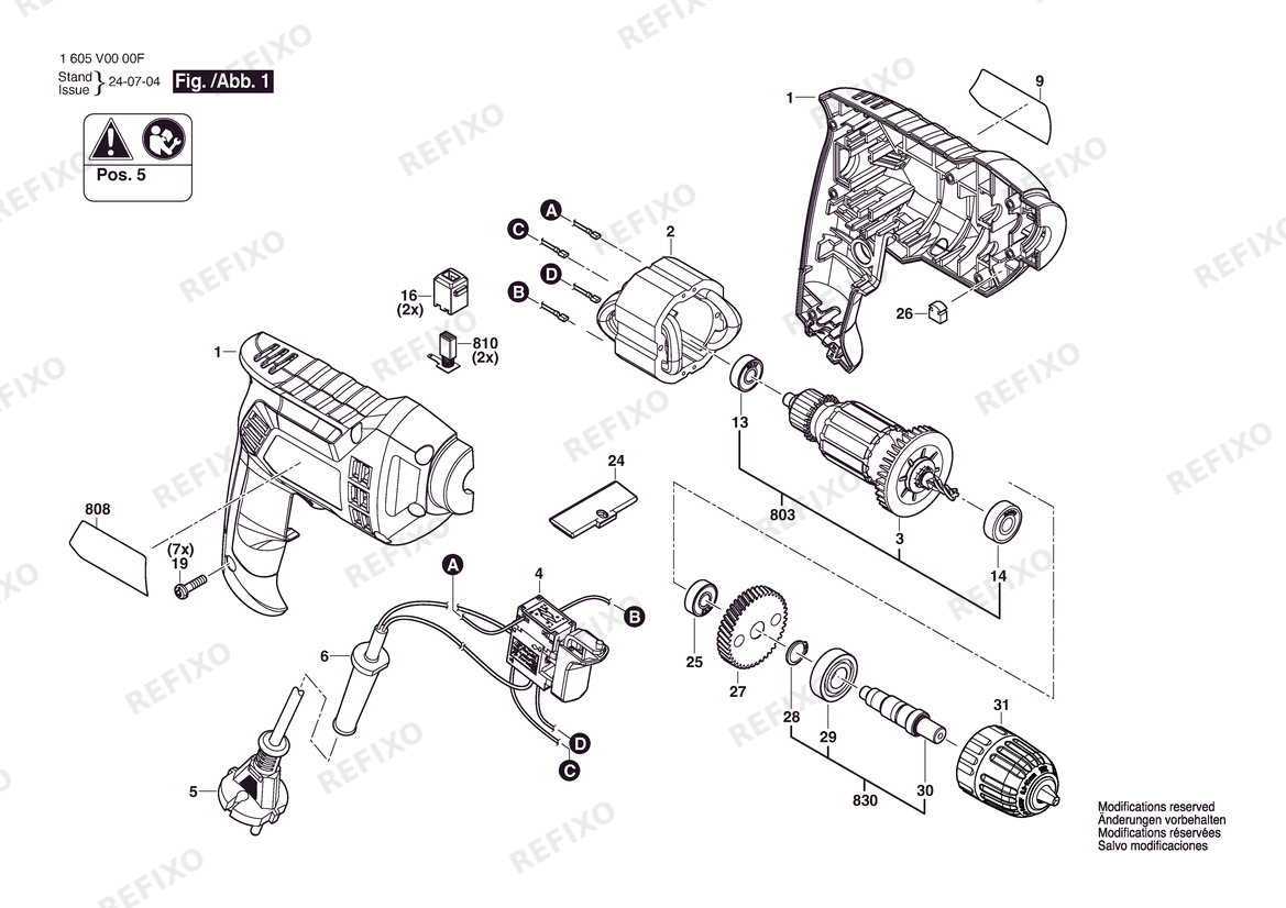 Bosch Дрель BM 370 | 041 - IN (1 605 V00 00F) — схема запчастей