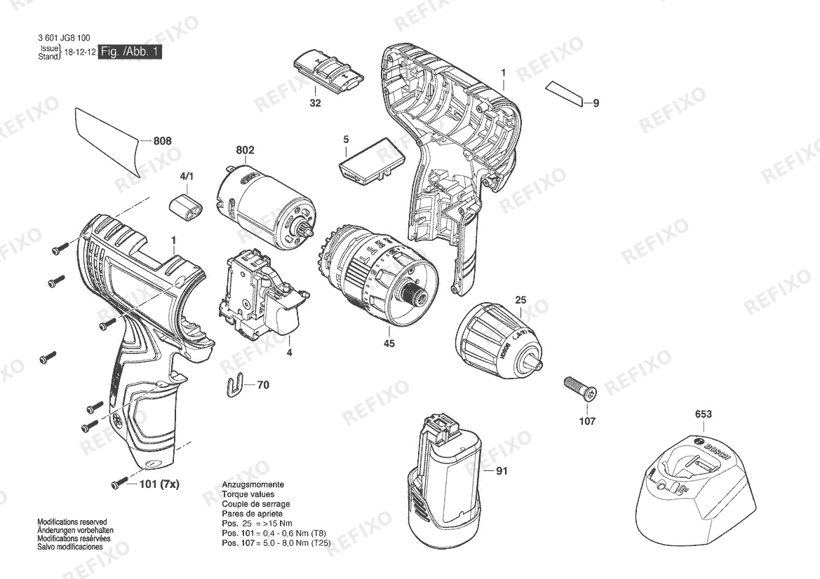 Bosch Аккумуляторный -Drehschlagschrauber GSB 120-LI (3 601 JG8 182) — схема запчастей