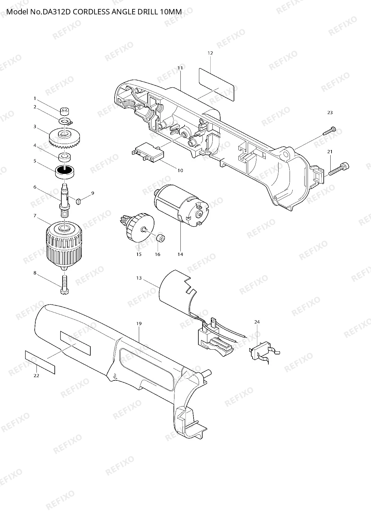 MAKITA DA312D — схема запчастей