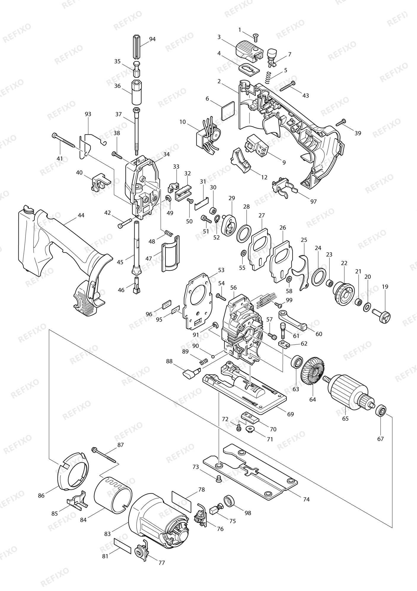 MAKITA 4334D — схема запчастей