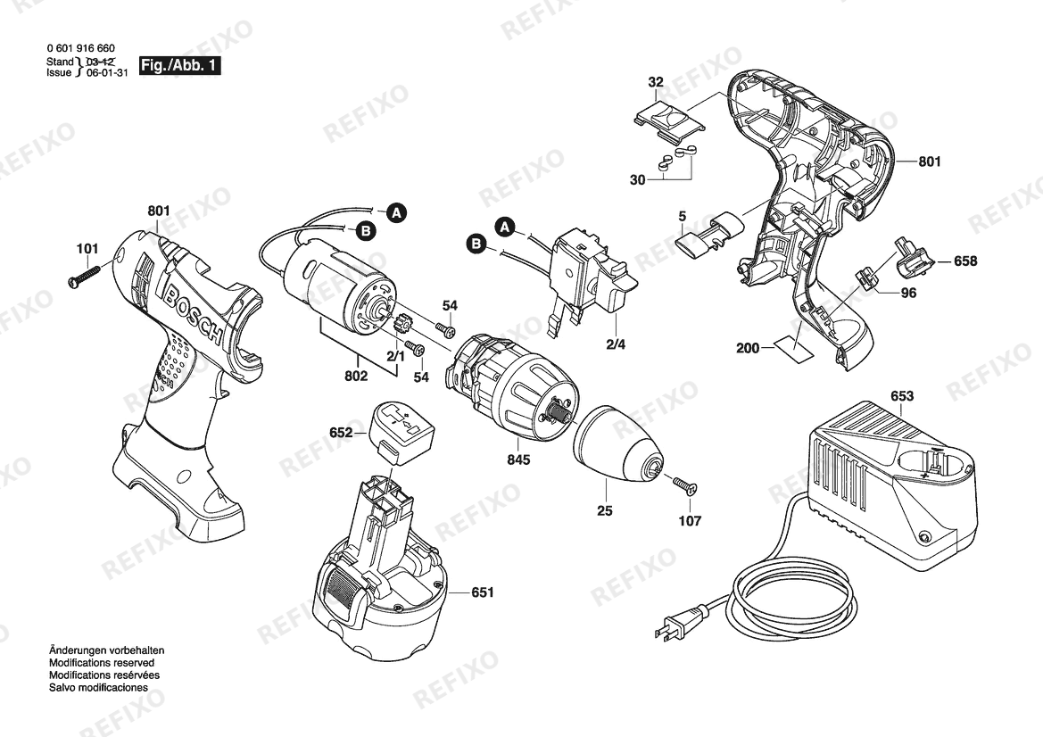 Bosch Attrappe 32609 | 9.6 V (0 601 916 670) — схема запчастей