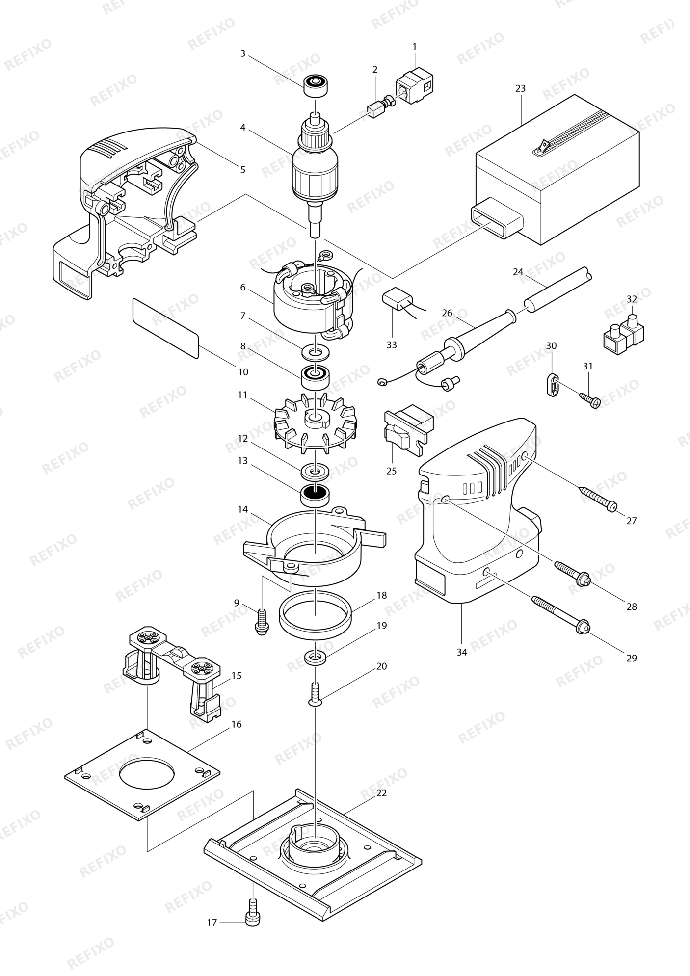 MAKITA BO4554 — схема запчастей