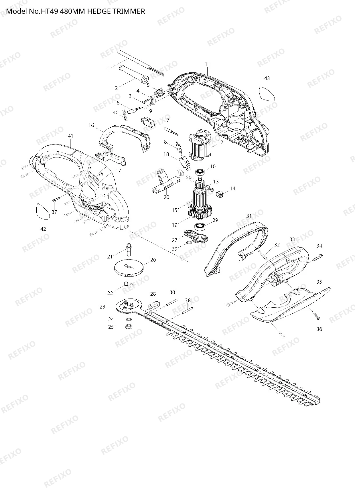 MAKITA HT 49 — схема запчастей