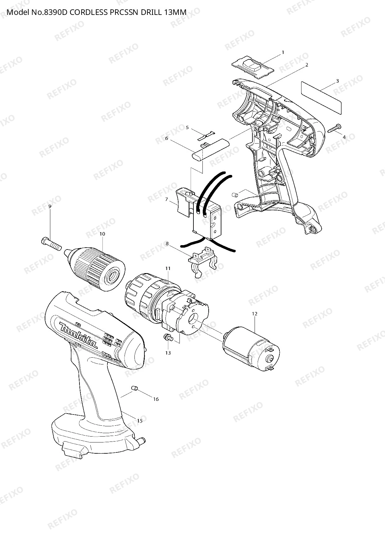 MAKITA 8390D — схема запчастей