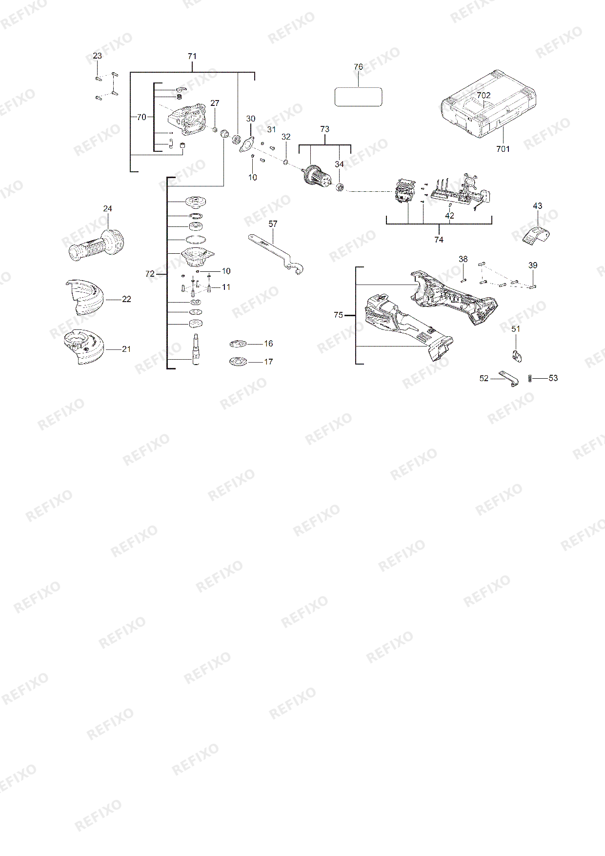 MILWAUKEE M18FHSAG125XB2 4933493416 4000497895 — схема запчастей