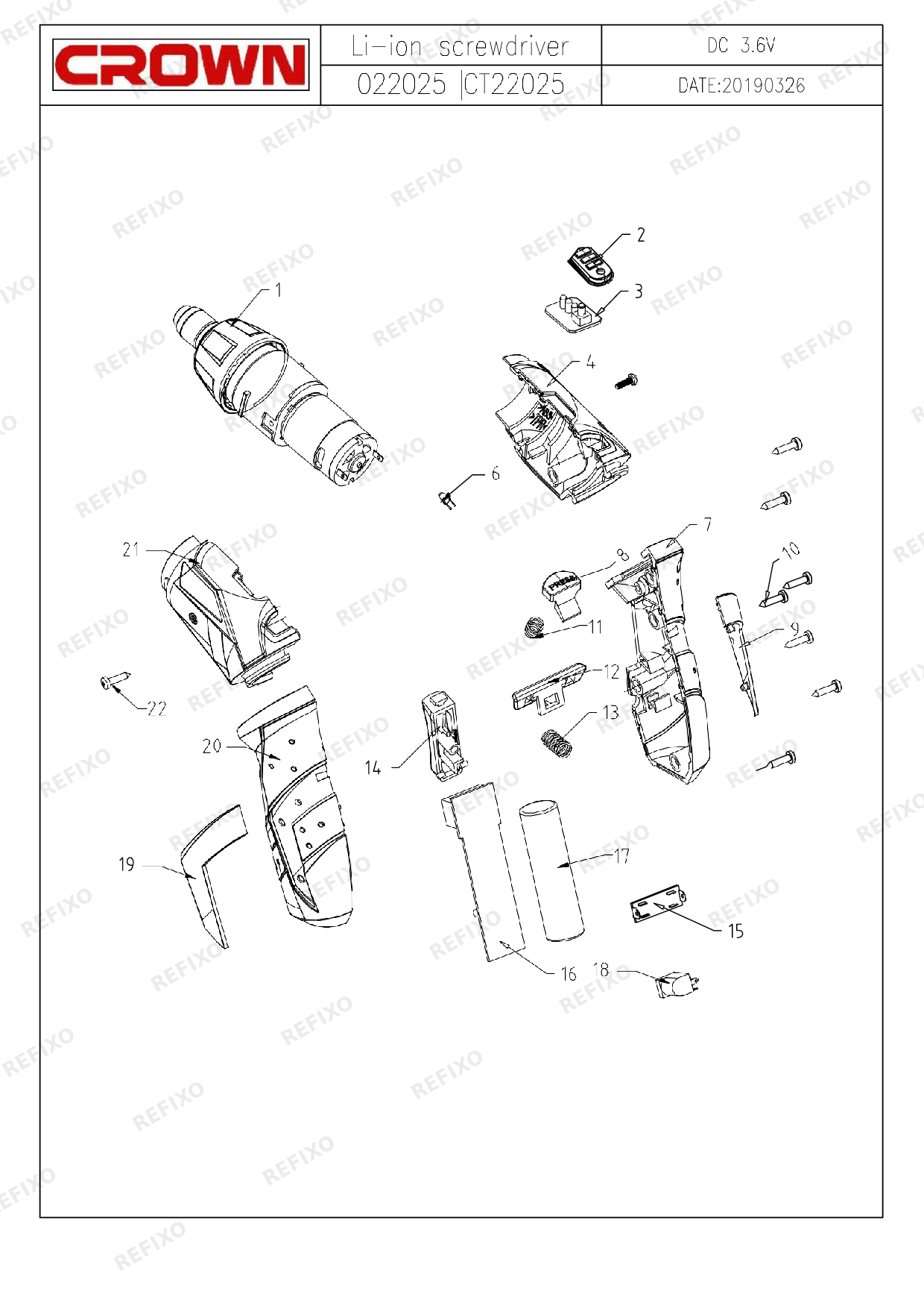 CROWN CT22025 — схема запчастей
