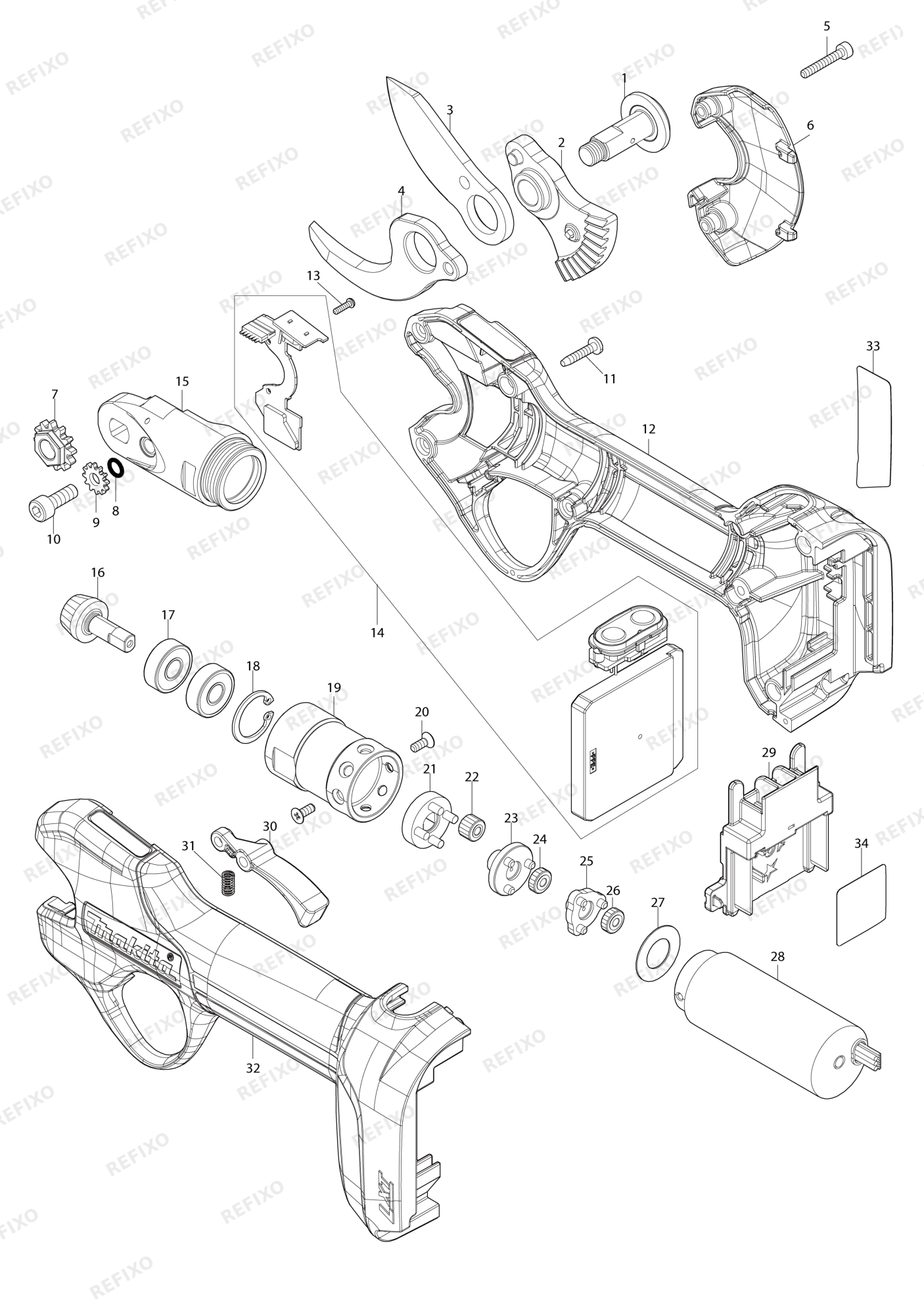 MAKITA DUP181 — схема запчастей