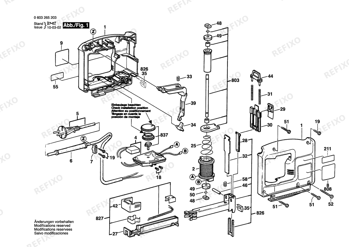 Bosch Tacker PTK 14 E | 220 V | 035 - FR (0 603 265 248) — схема запчастей