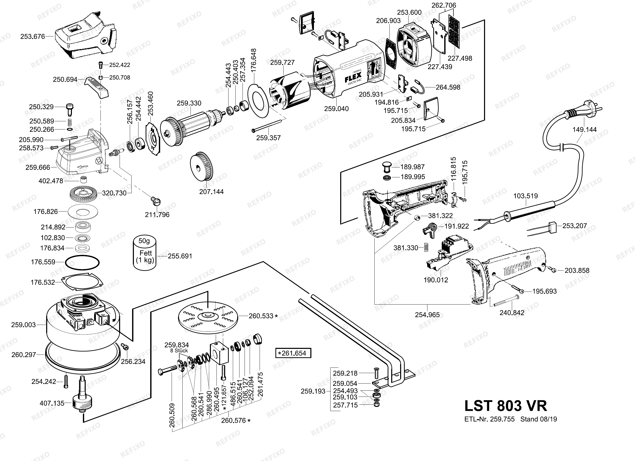 Flex LST 803 VR 230CEE ab 04.2018 — схема запчастей