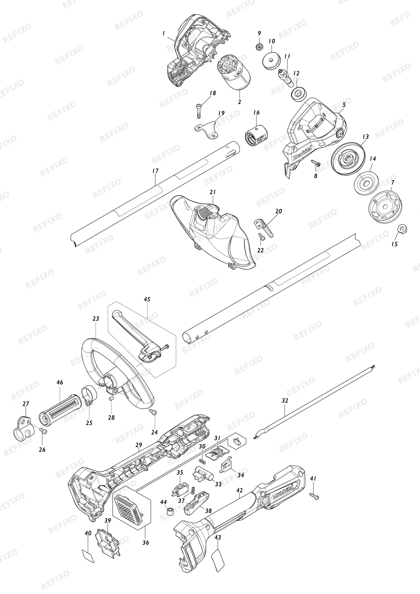MAKITA DUR194 — схема запчастей