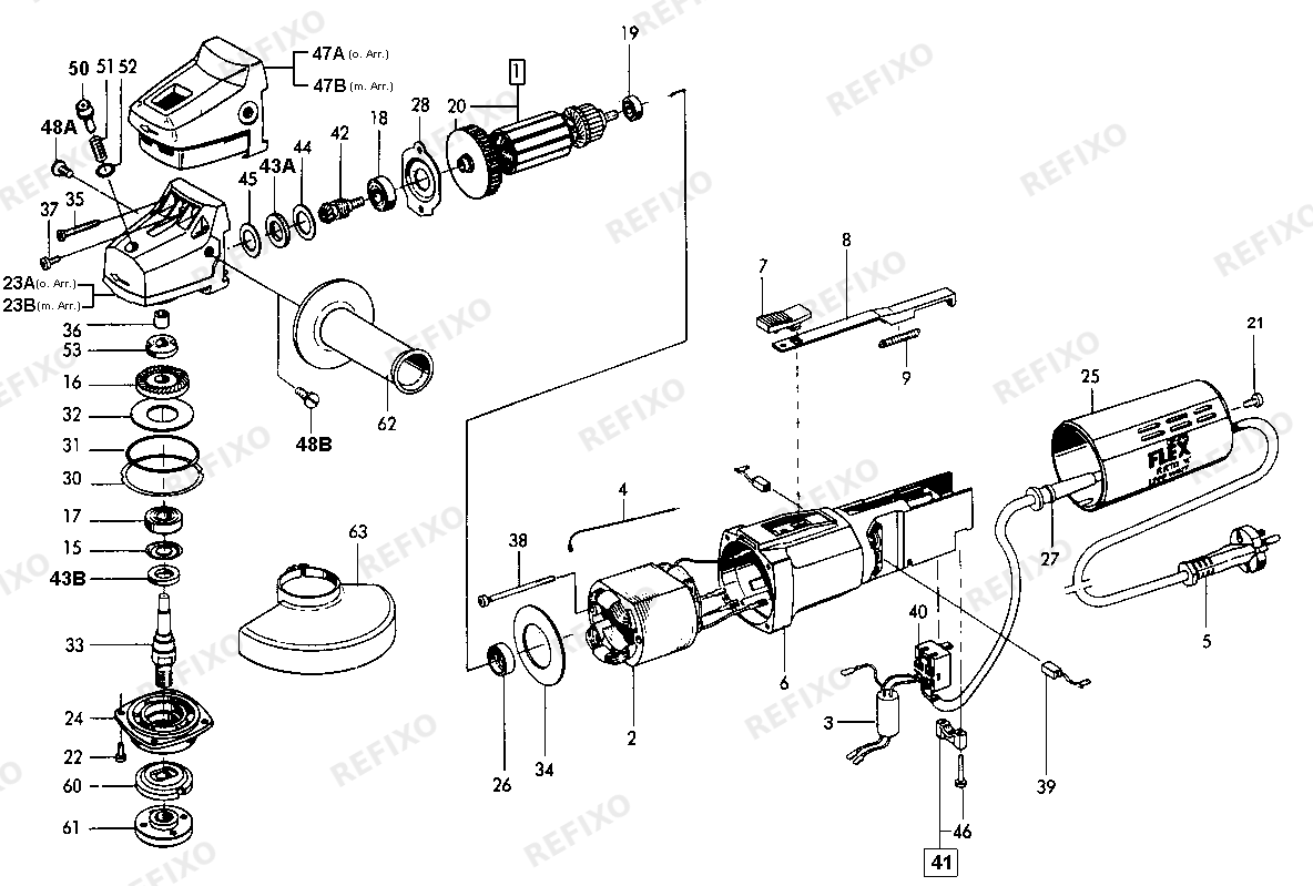 Flex L 1509 Einhandwinkelschleifer — схема запчастей