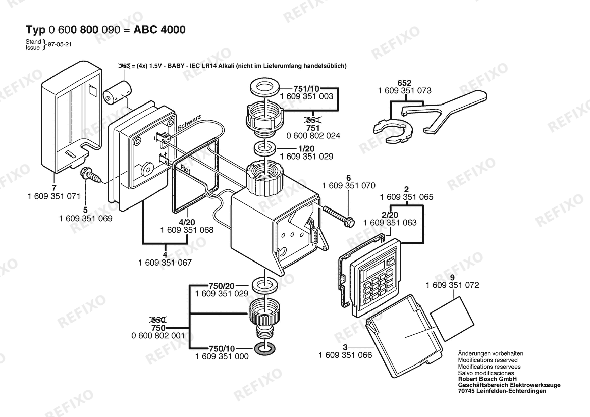 Bosch Wasseruhr ABC 4000 (0 600 800 090) — схема запчастей