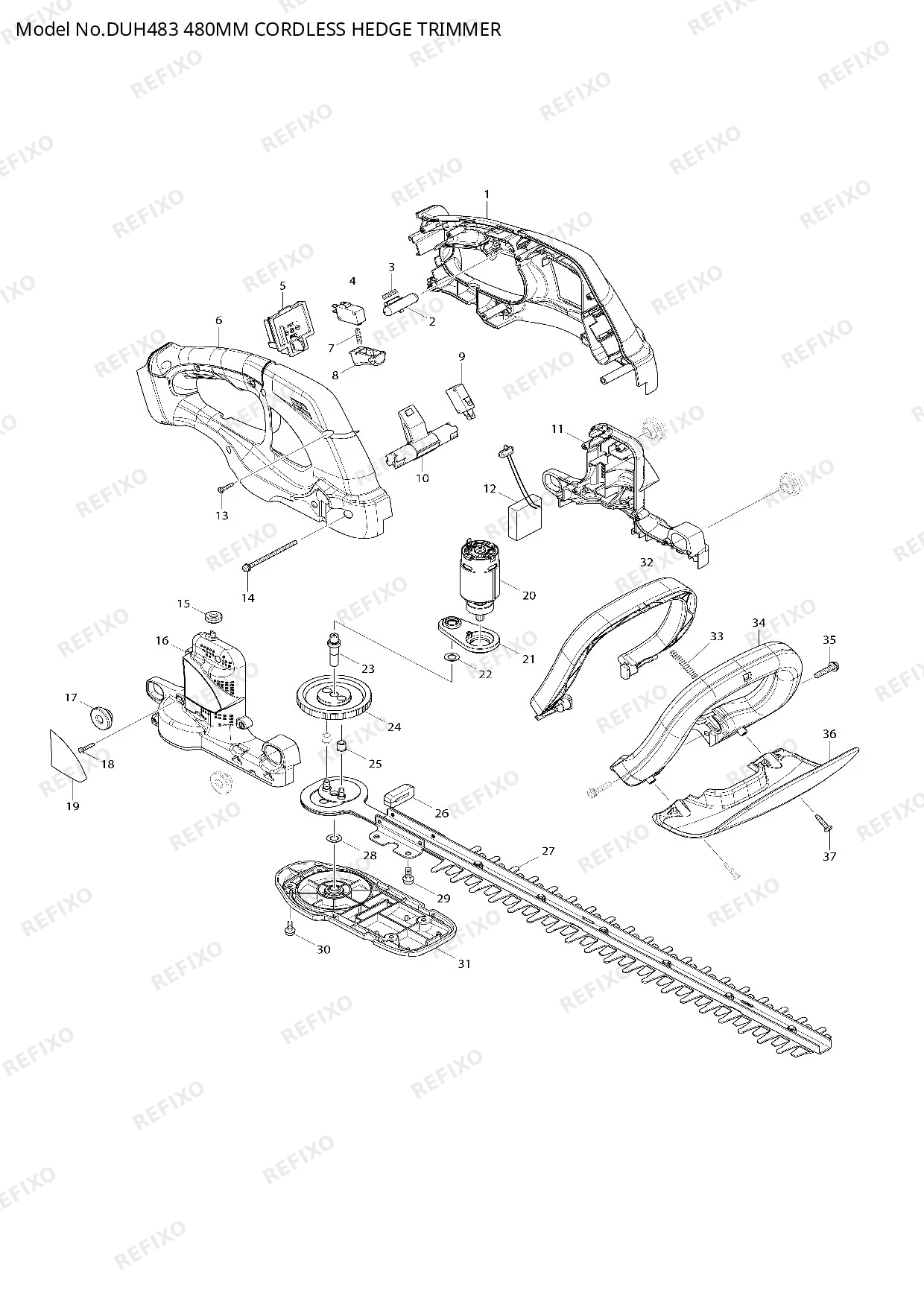MAKITA DUH483 — схема запчастей