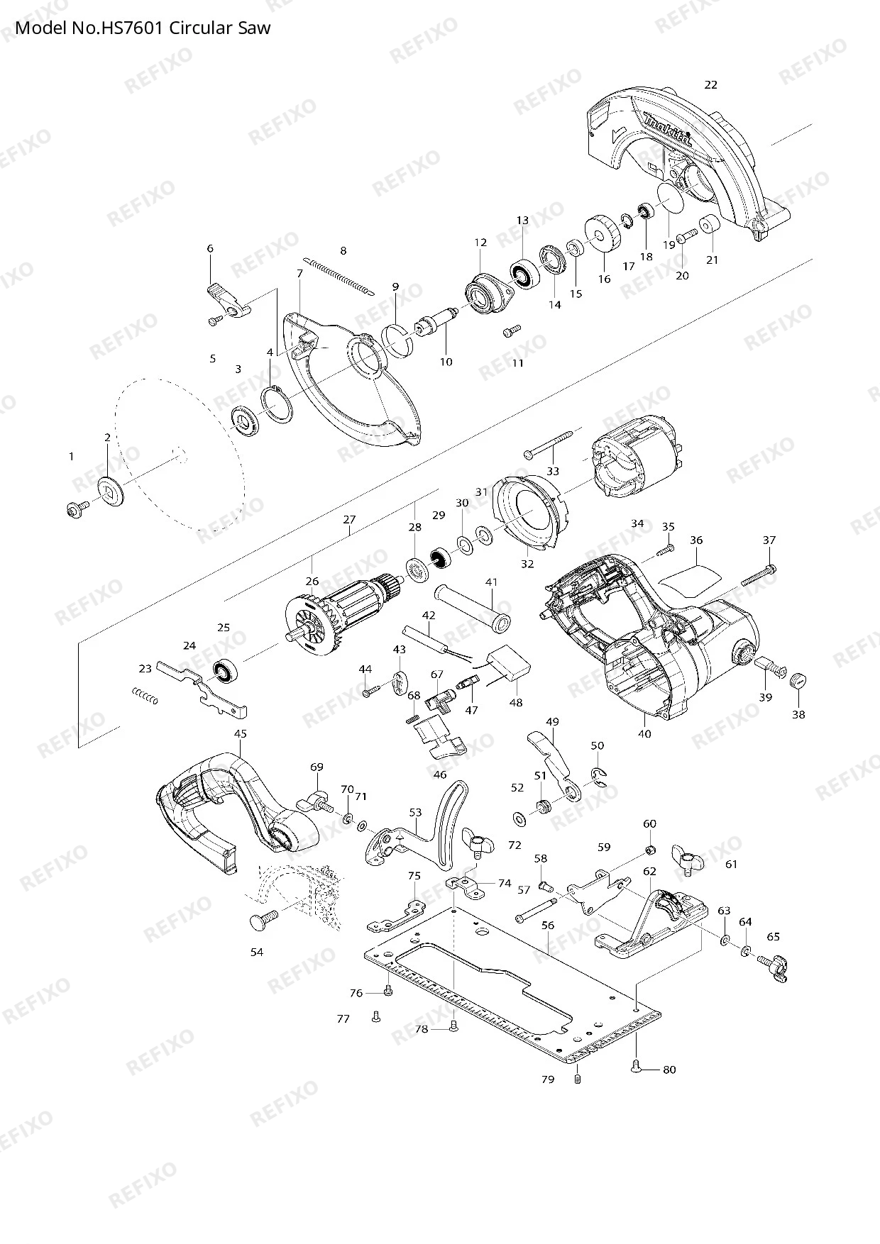 MAKITA HS7601 — схема запчастей
