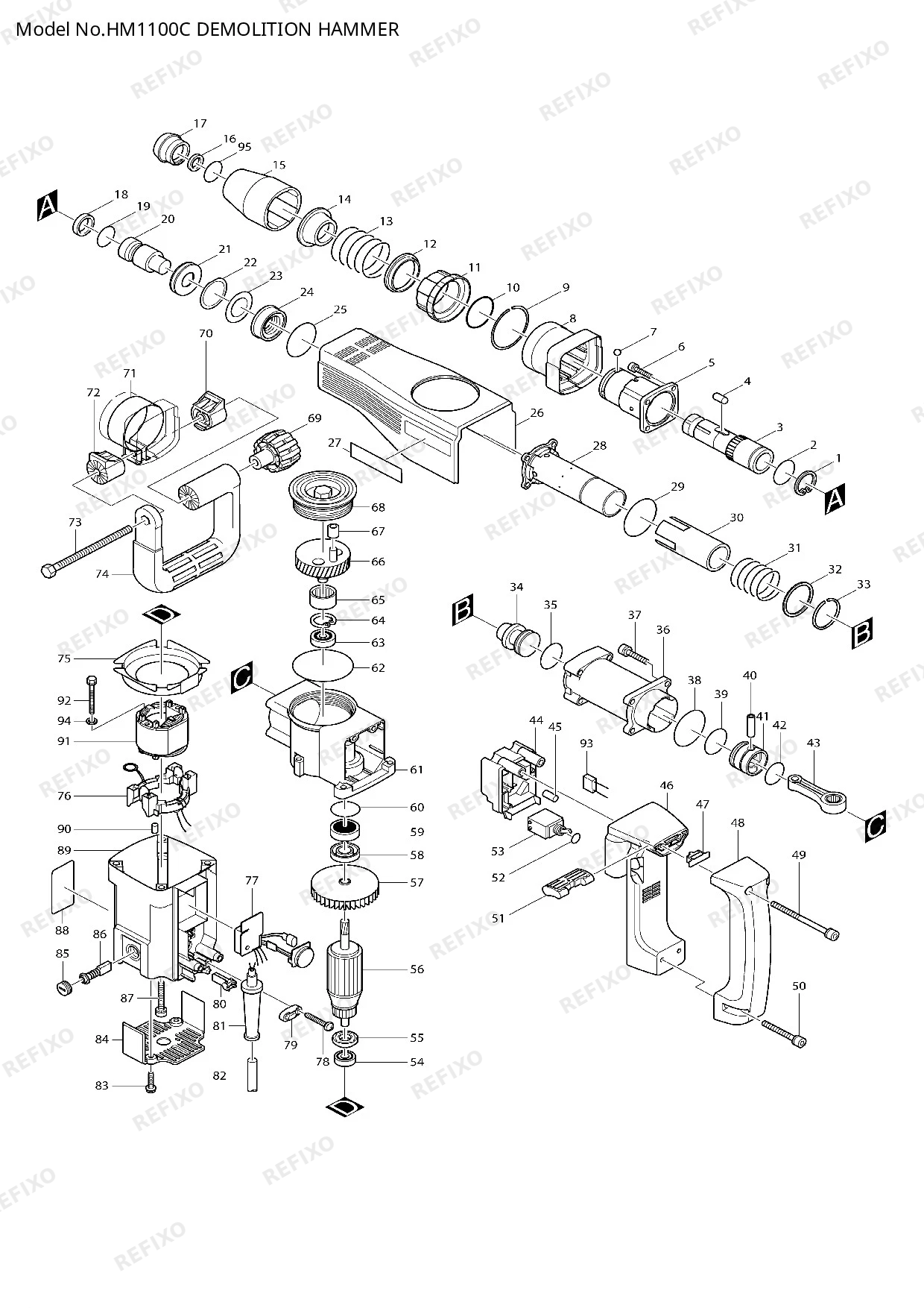 MAKITA HM1100C — схема запчастей