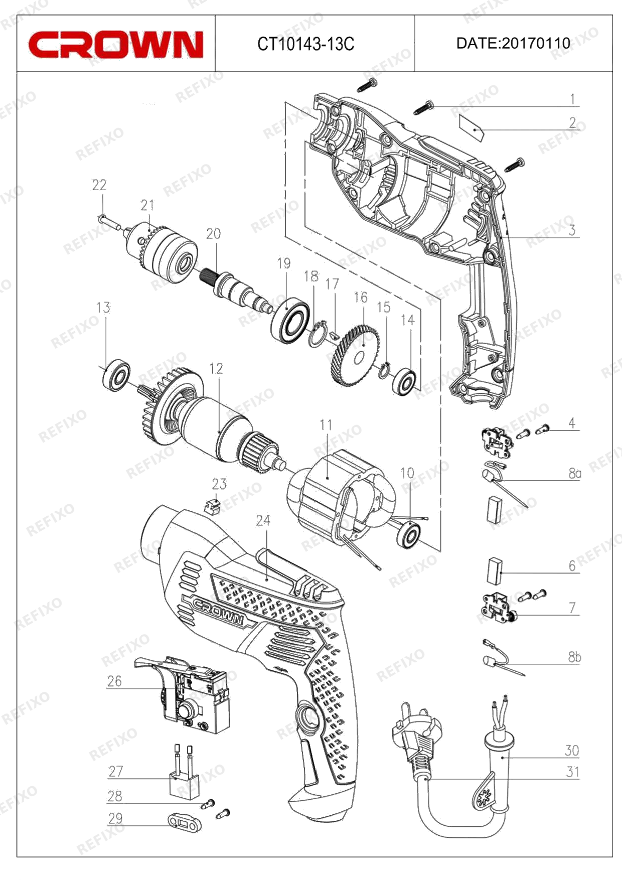 CROWN CT10143 13С — схема запчастей