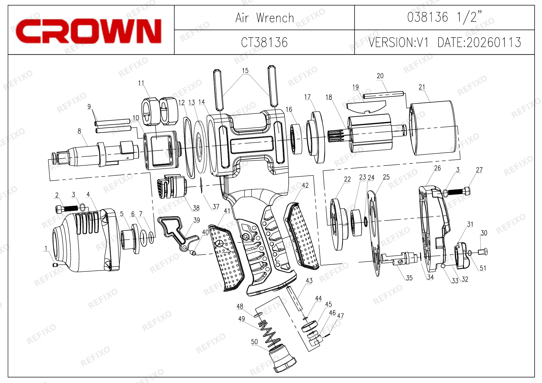 CROWN CT38136 — схема запчастей
