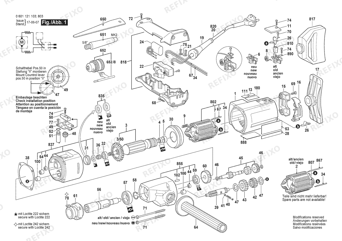 Bosch Дрель GBM 23-2 | 220 V (0 601 121 132) — схема запчастей