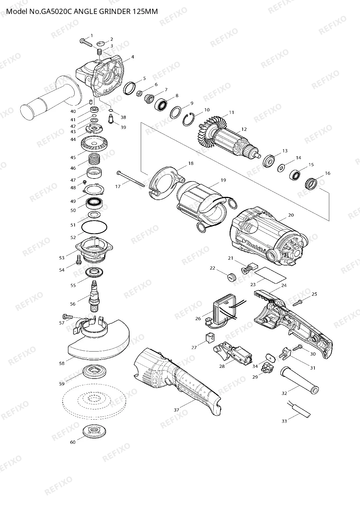 MAKITA GA5020 — схема запчастей