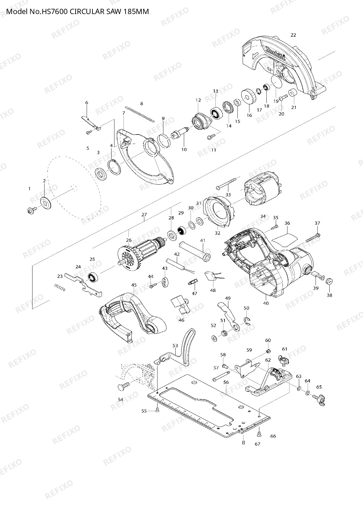 MAKITA HS7600 — схема запчастей