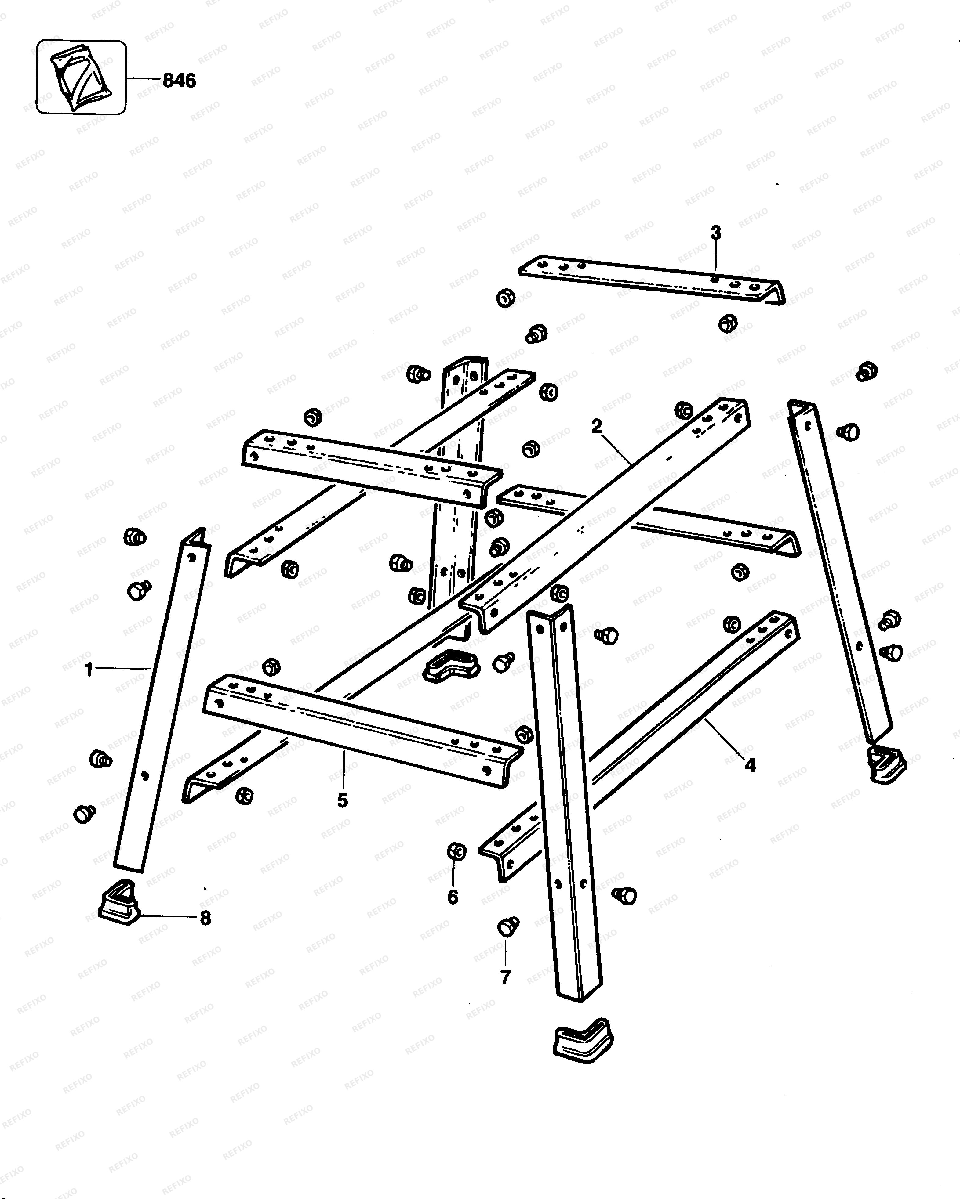 DeWalt ОПОРЫ (НОЖКИ) СТЕНДА DA850 — схема запчастей