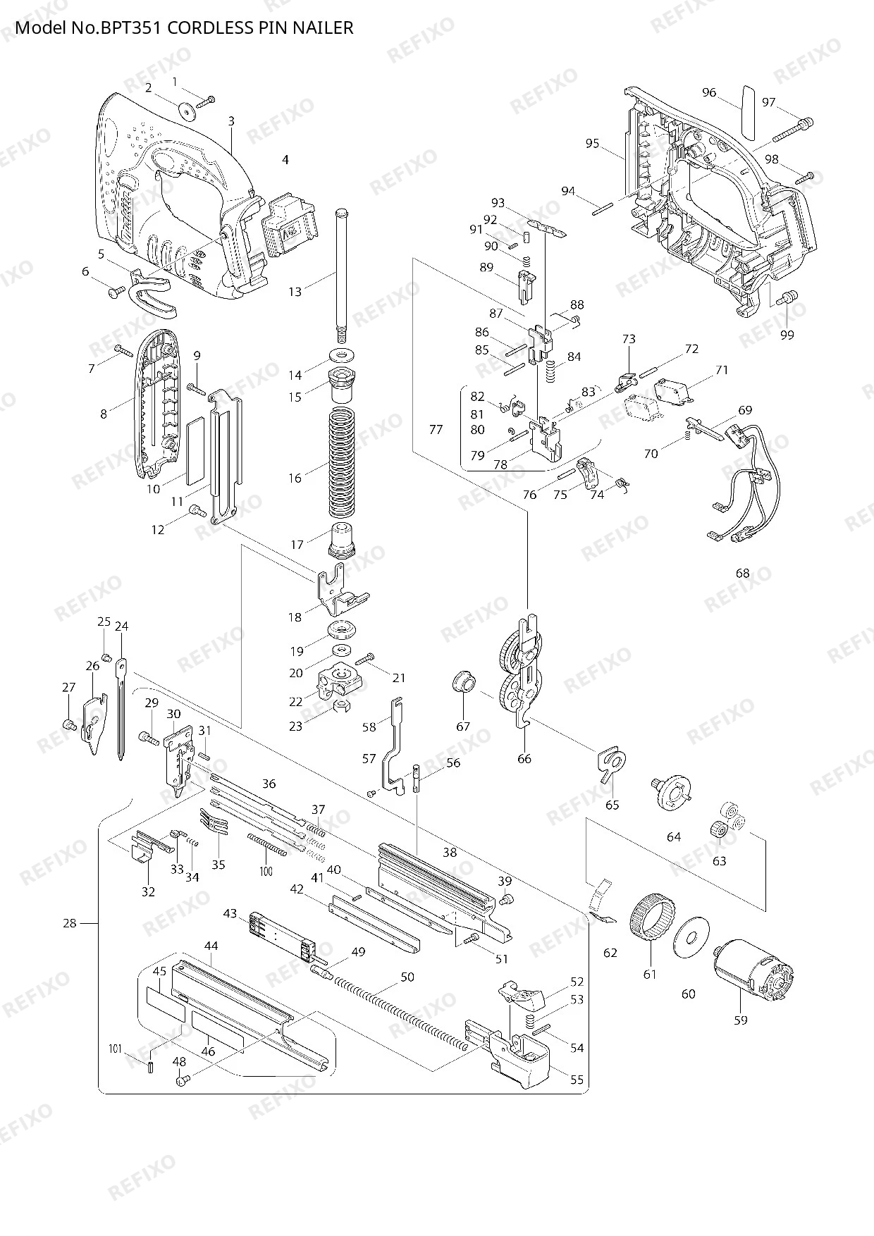 MAKITA BPT351 — схема запчастей