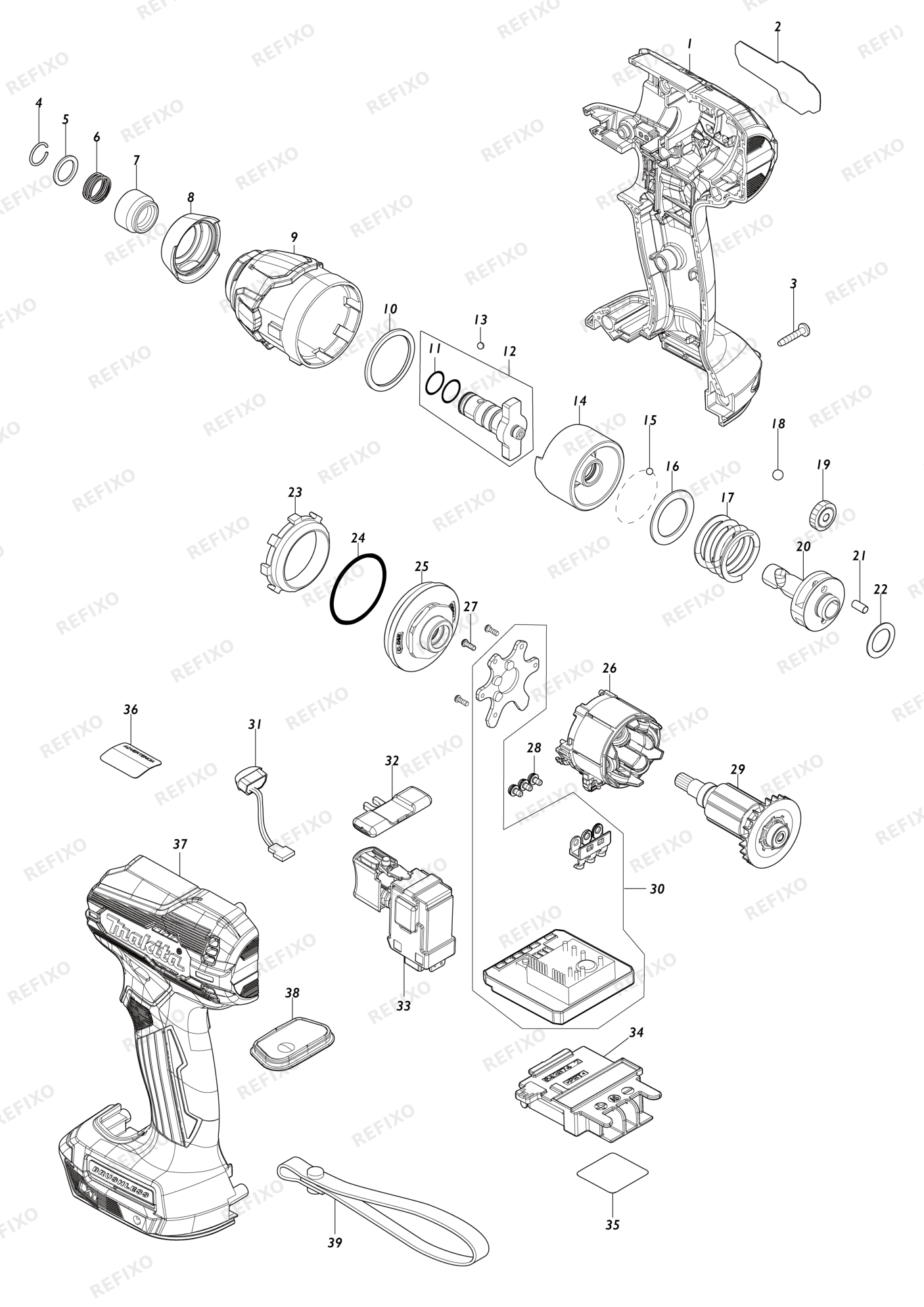 MAKITA DTD157 — схема запчастей